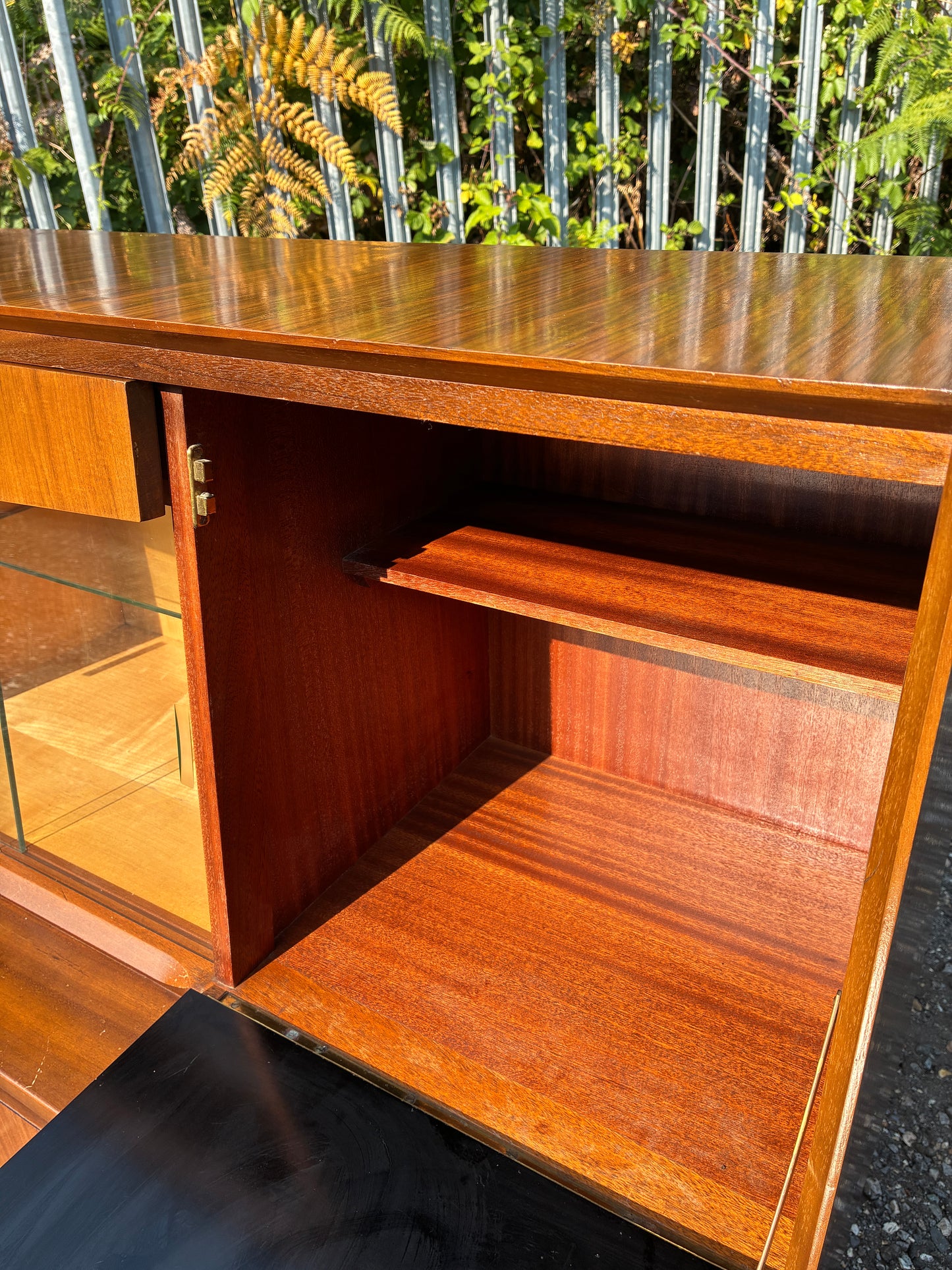 Wrighton Mid-Century Teak Sideboard Display Cabinet | British Retro Drinks Cabinet | Vintage Glass Display & Storage | 137cm