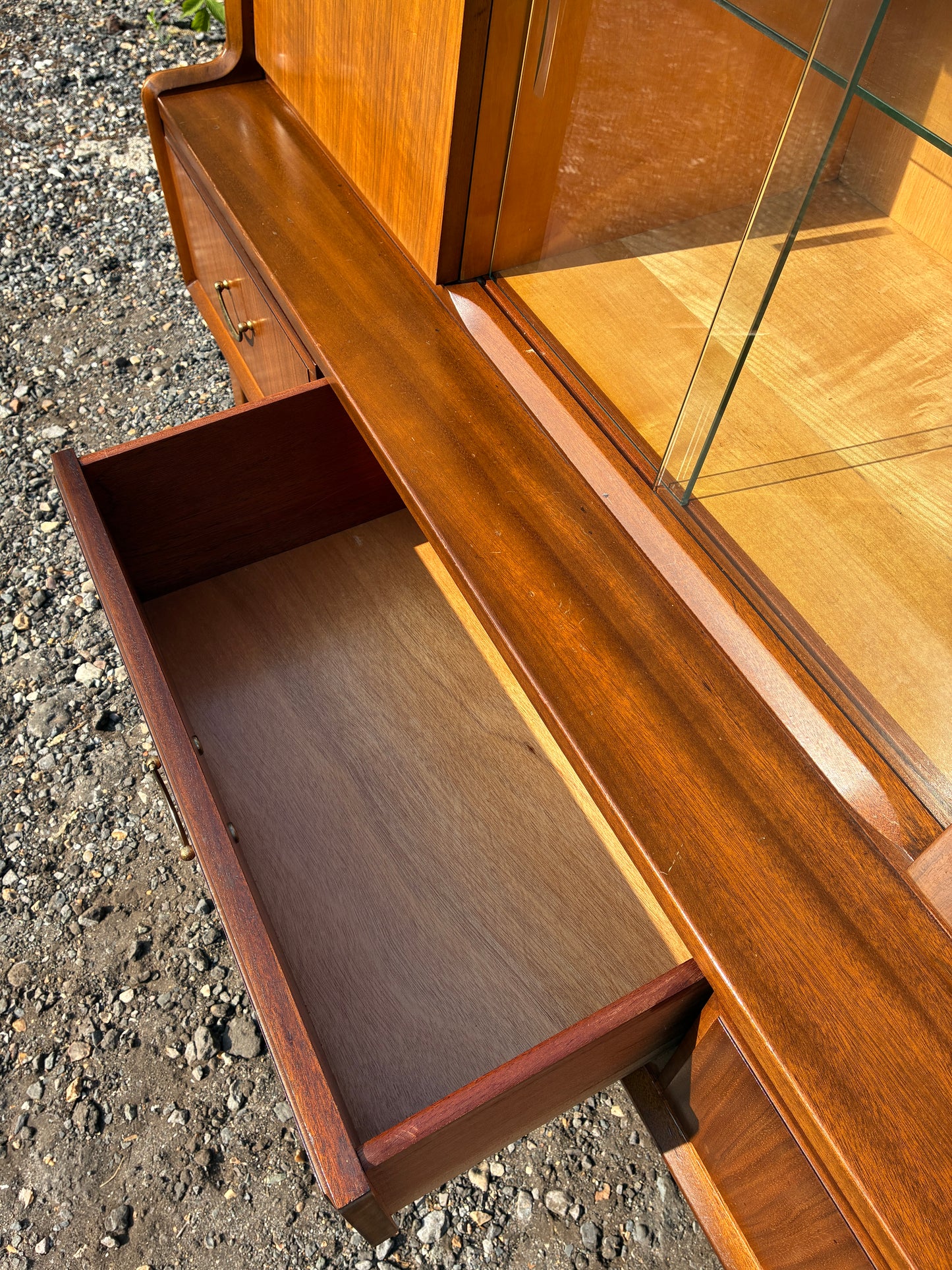 Wrighton Mid-Century Teak Sideboard Display Cabinet | British Retro Drinks Cabinet | Vintage Glass Display & Storage | 137cm