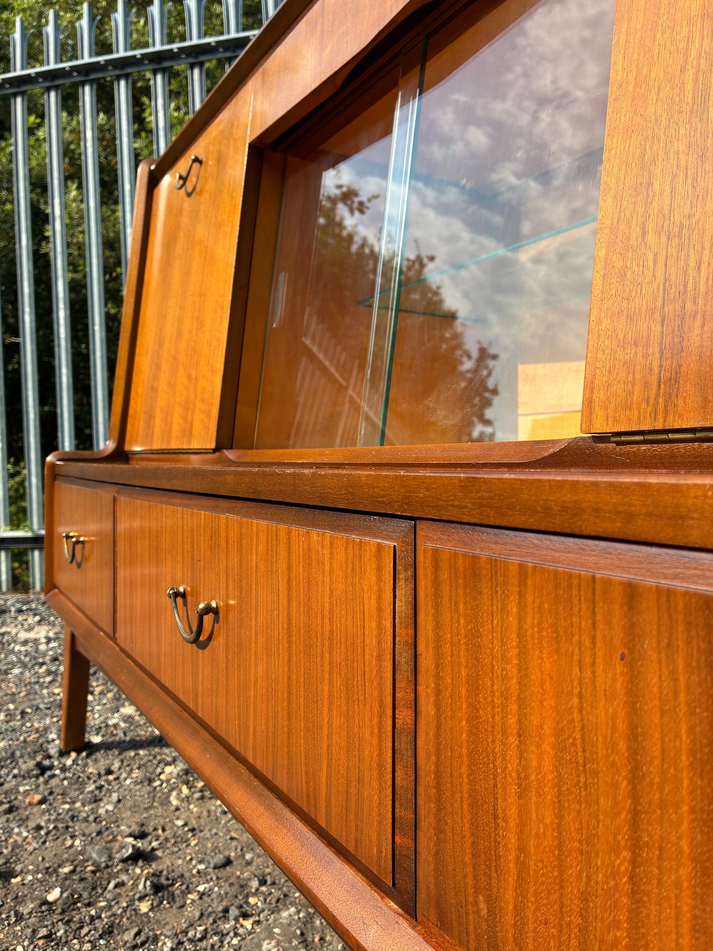 Wrighton Mid-Century Teak Sideboard Display Cabinet | British Retro Drinks Cabinet | Vintage Glass Display & Storage | 137cm