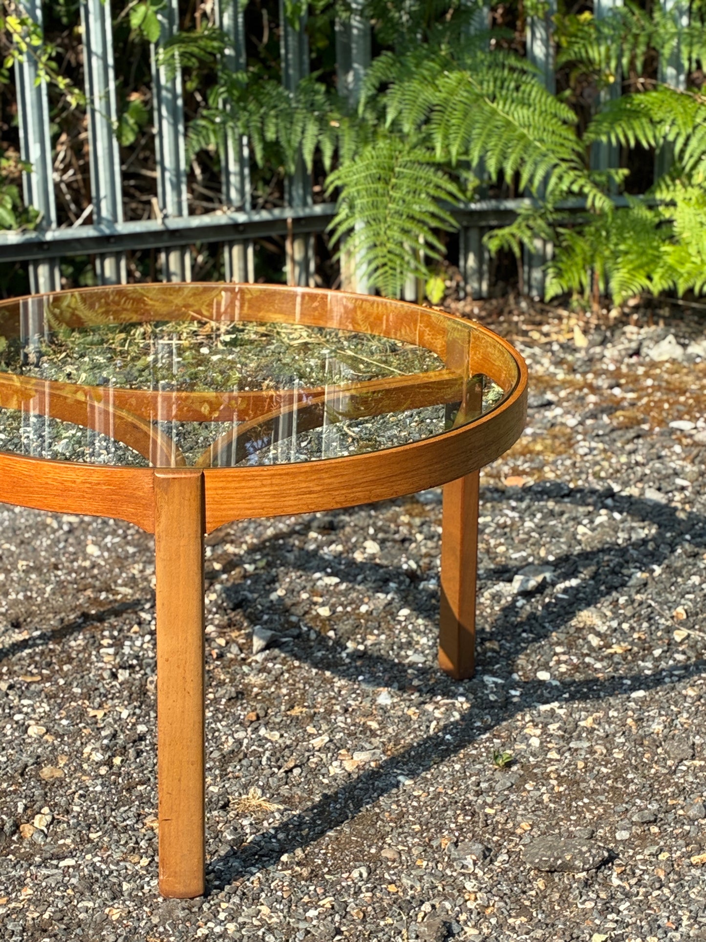 Nathan Trinity Glass Top Coffee Table | Mid-Century Modern  Teak Round | Danish Style Circular Vintage