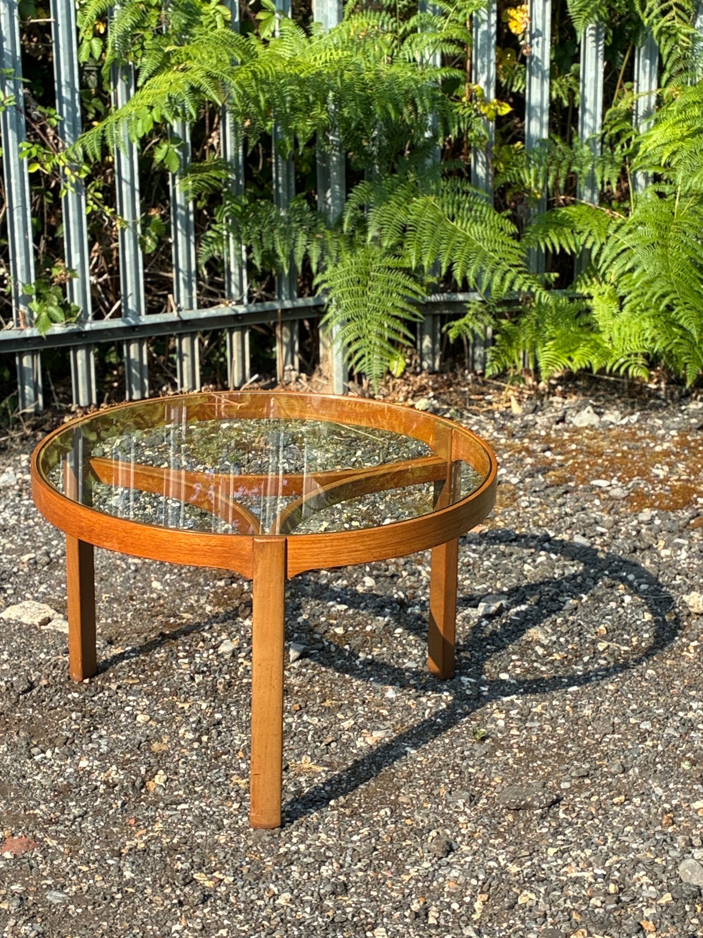 Nathan Trinity Glass Top Coffee Table | Mid-Century Modern  Teak Round | Danish Style Circular Vintage