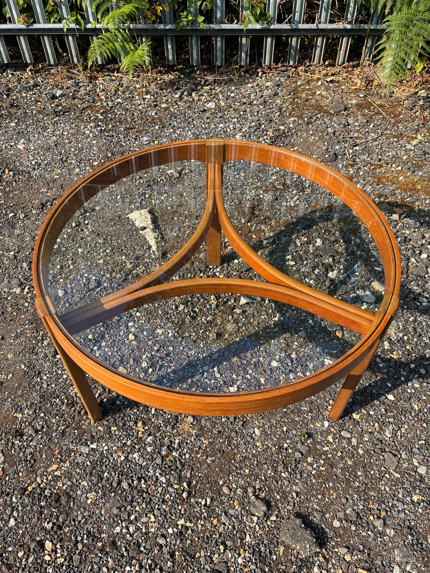 Nathan Trinity Glass Top Coffee Table | Mid-Century Modern  Teak Round | Danish Style Circular Vintage