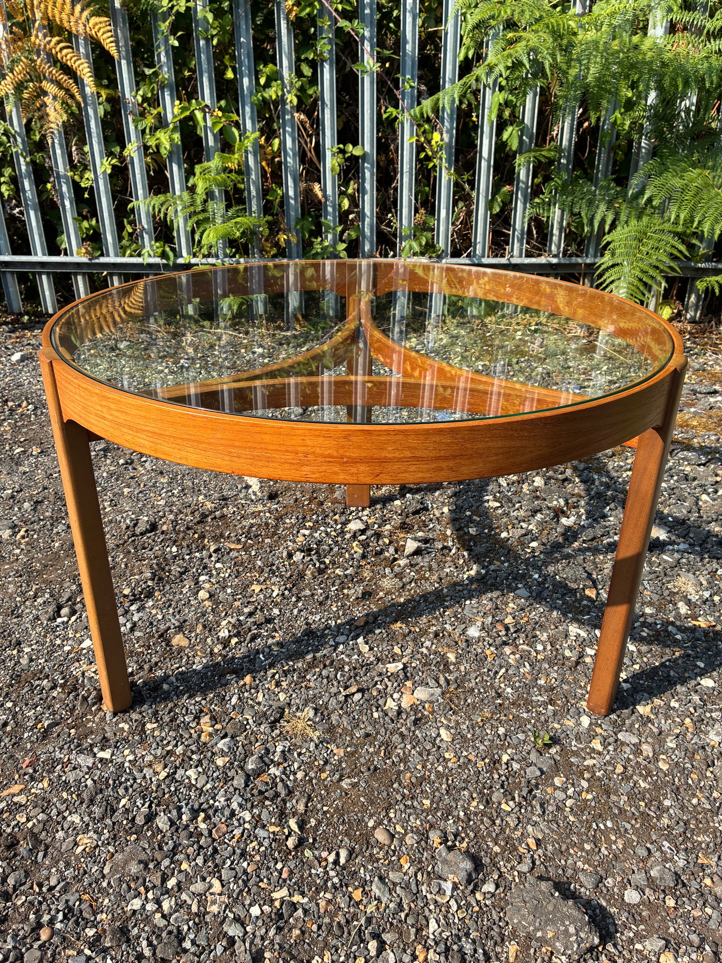 Nathan Trinity Glass Top Coffee Table | Mid-Century Modern  Teak Round | Danish Style Circular Vintage