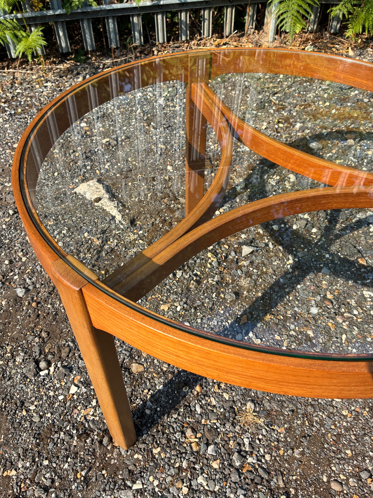 Nathan Trinity Glass Top Coffee Table | Mid-Century Modern  Teak Round | Danish Style Circular Vintage