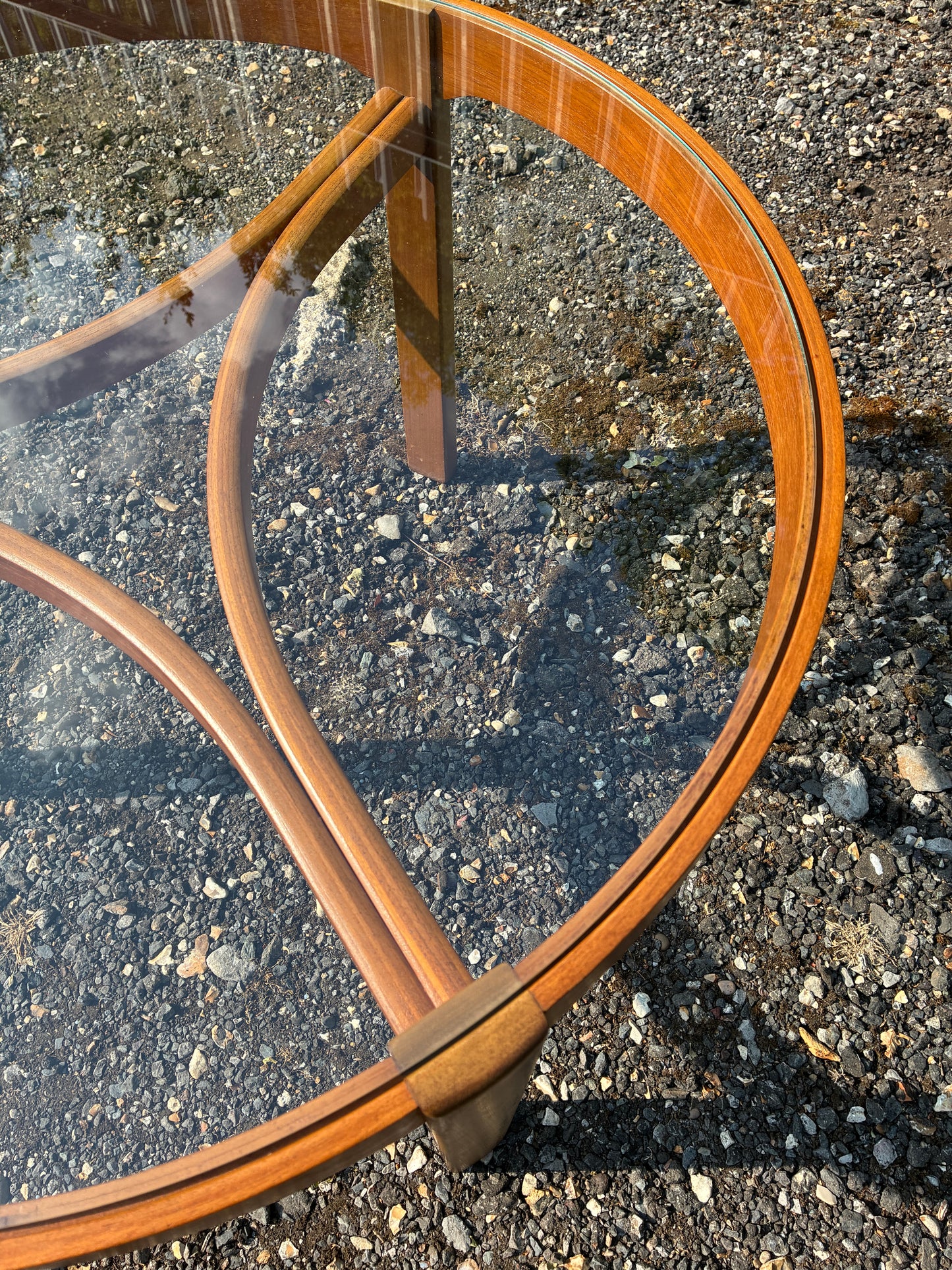 Nathan Trinity Glass Top Coffee Table | Mid-Century Modern  Teak Round | Danish Style Circular Vintage