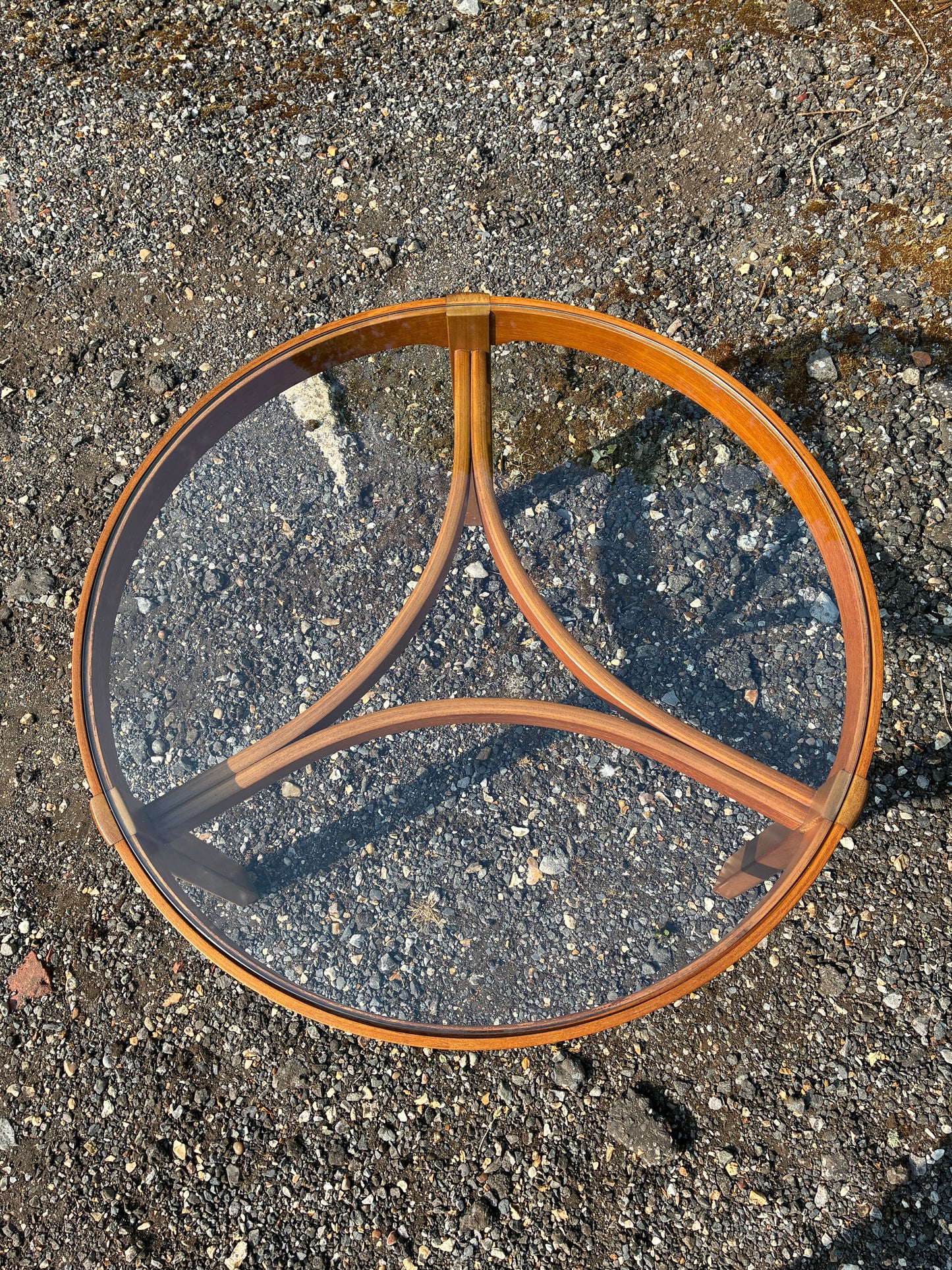 Nathan Trinity Glass Top Coffee Table | Mid-Century Modern  Teak Round | Danish Style Circular Vintage