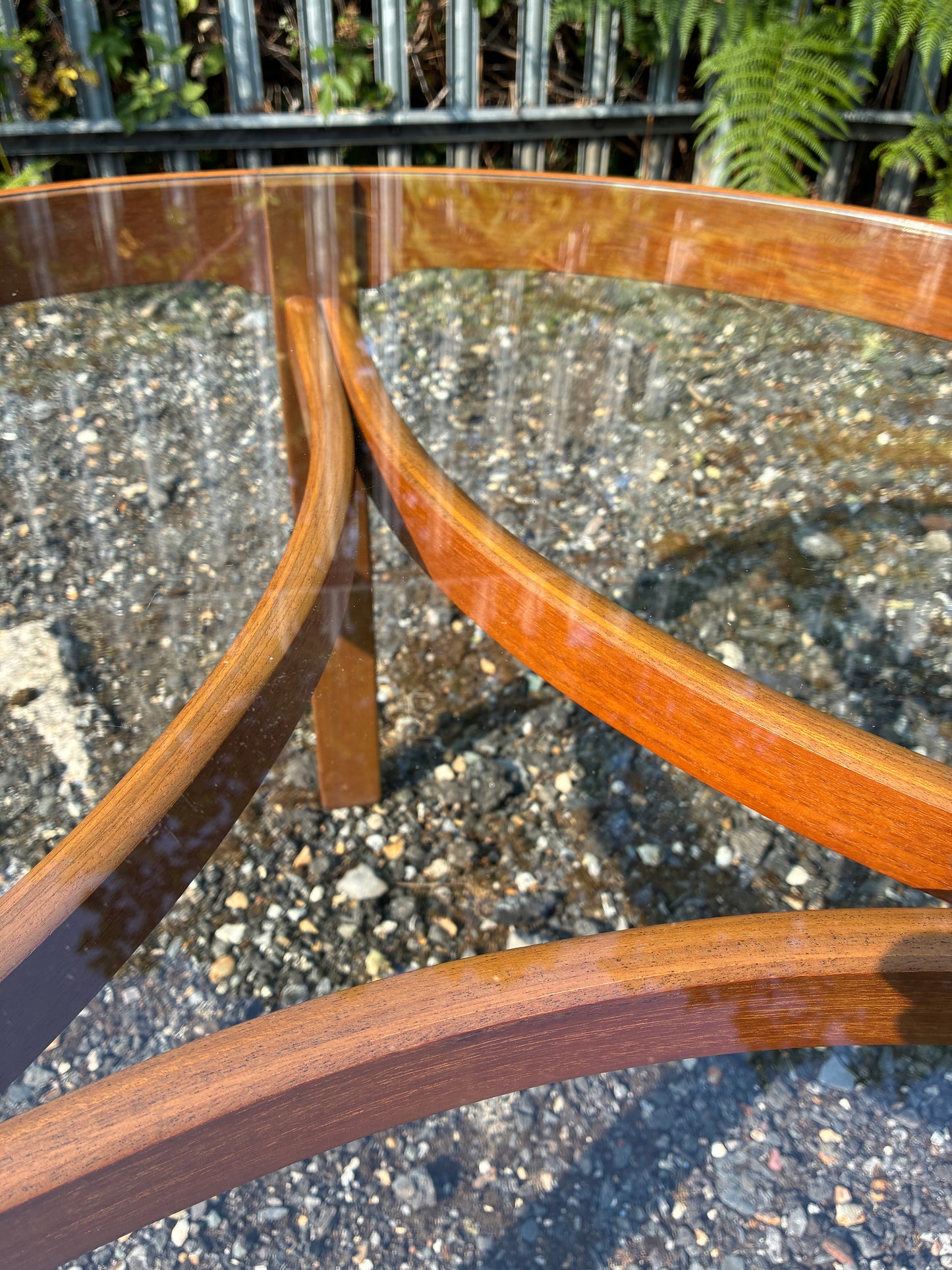 Nathan Trinity Glass Top Coffee Table | Mid-Century Modern  Teak Round | Danish Style Circular Vintage