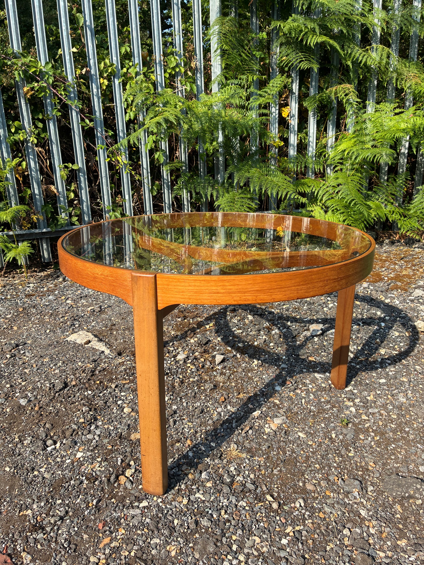 Nathan Trinity Glass Top Coffee Table | Mid-Century Modern  Teak Round | Danish Style Circular Vintage
