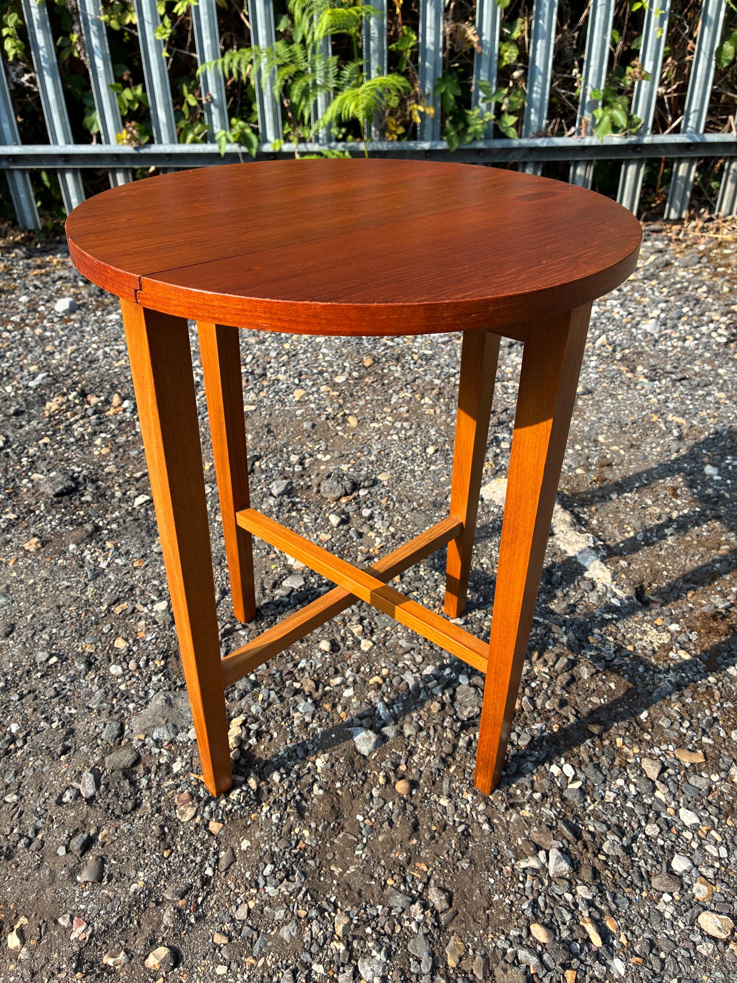 Vintage Teak Folding Side Table | Space Saving Drop Leaf Occasional Table | Compact Mid-Century Style Lamp Table