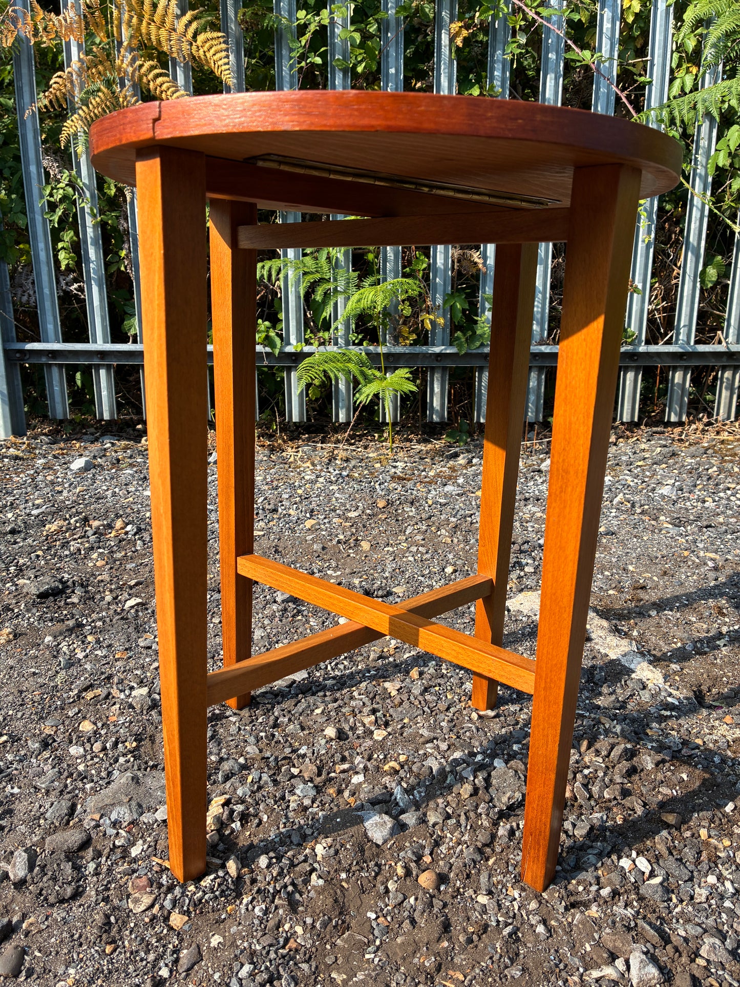 Vintage Teak Folding Side Table | Space Saving Drop Leaf Occasional Table | Compact Mid-Century Style Lamp Table