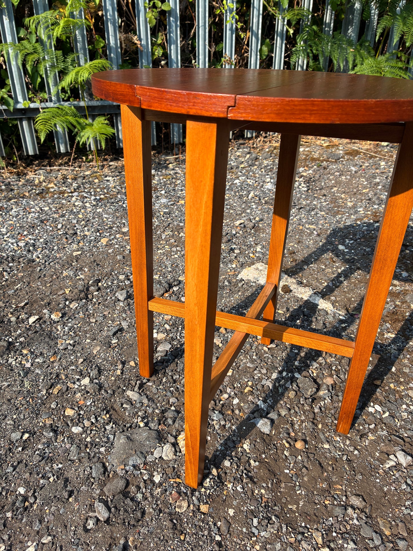 Vintage Teak Folding Side Table | Space Saving Drop Leaf Occasional Table | Compact Mid-Century Style Lamp Table