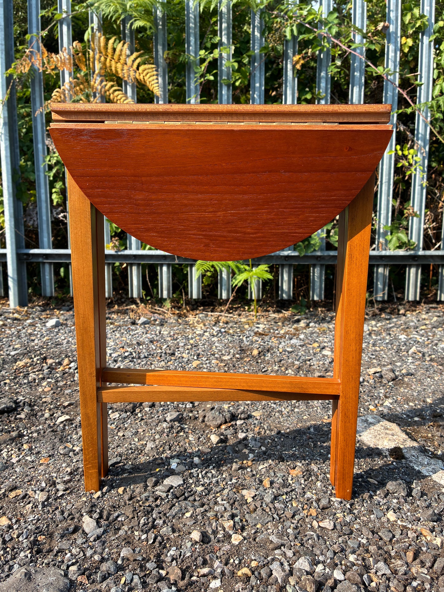 Vintage Teak Folding Side Table | Space Saving Drop Leaf Occasional Table | Compact Mid-Century Style Lamp Table