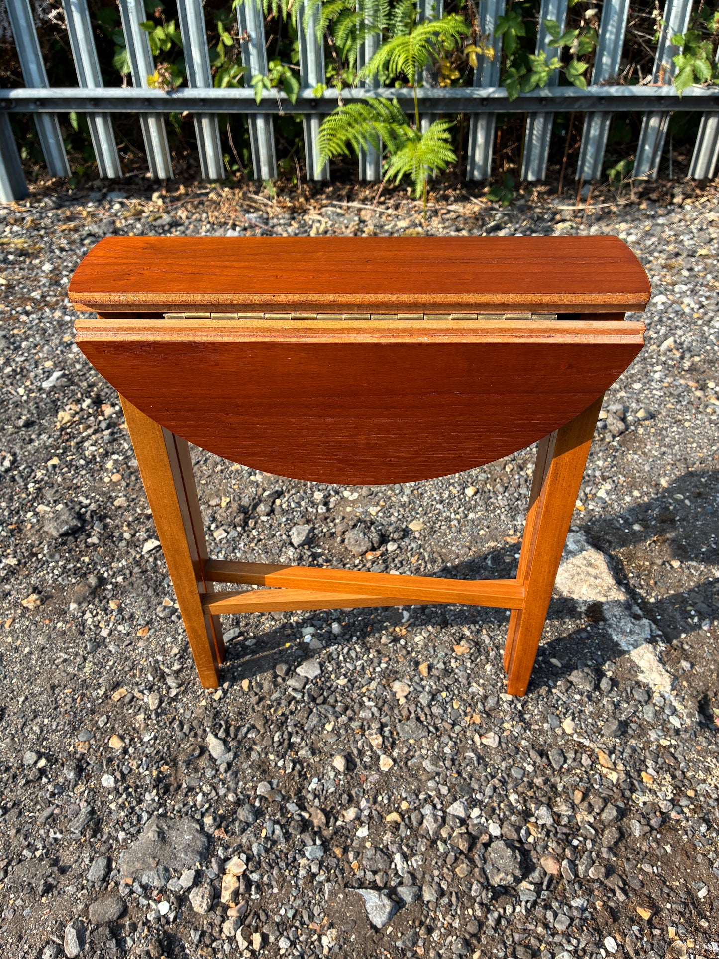 Vintage Teak Folding Side Table | Space Saving Drop Leaf Occasional Table | Compact Mid-Century Style Lamp Table