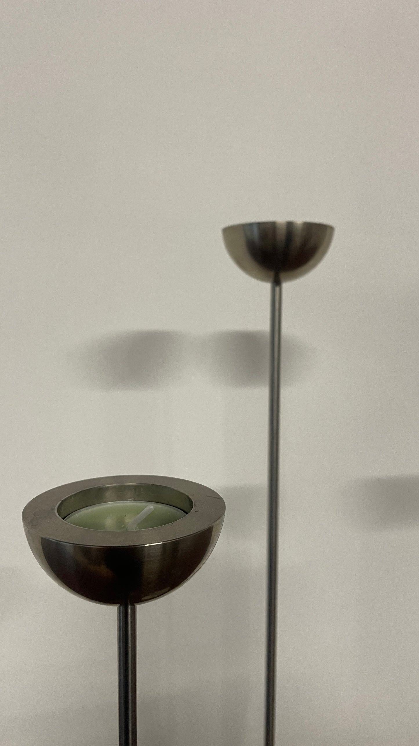 Vintage Danish Metal Tall Tea Light Holders – Set of 3 by Stilling of Denmark | Mid-Century Scandinavian Candlesticks