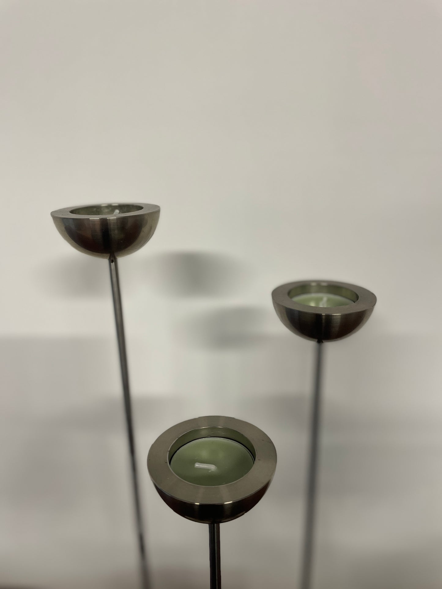 Vintage Danish Metal Tall Tea Light Holders – Set of 3 by Stilling of Denmark | Mid-Century Scandinavian Candlesticks