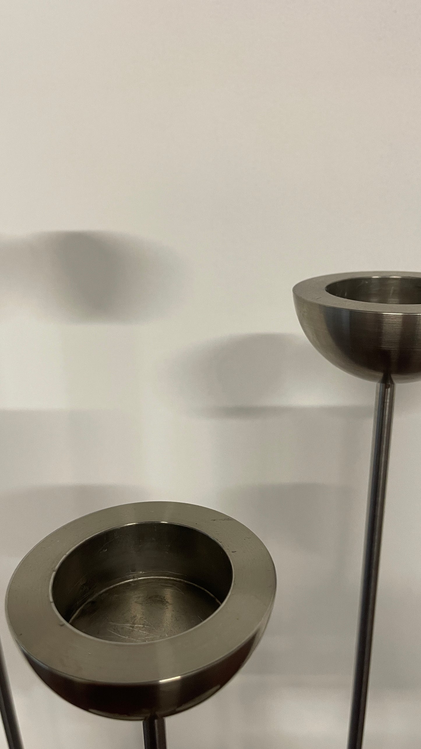 Vintage Danish Metal Tall Tea Light Holders – Set of 3 by Stilling of Denmark | Mid-Century Scandinavian Candlesticks