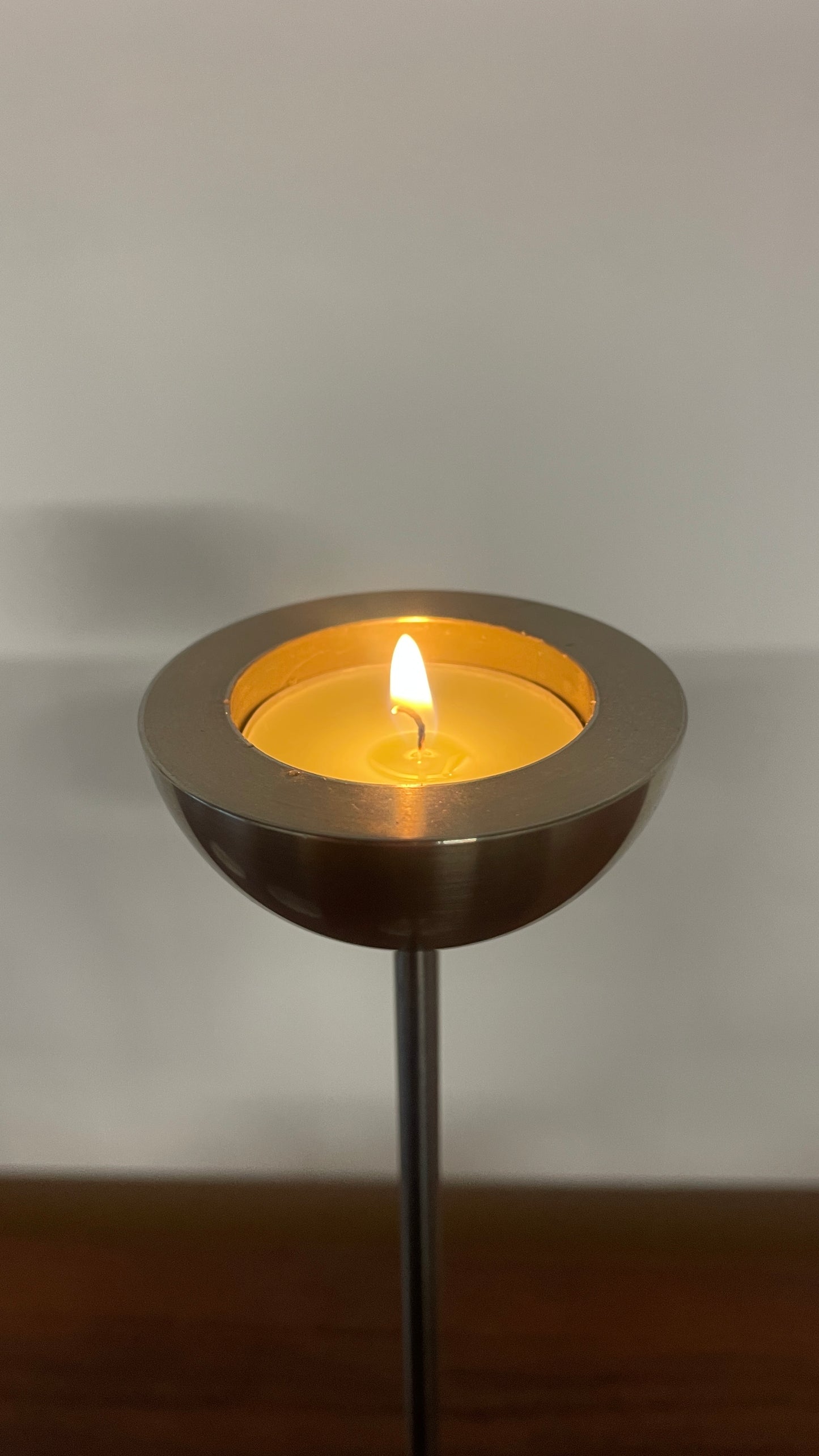 Vintage Danish Metal Tall Tea Light Holders – Set of 3 by Stilling of Denmark | Mid-Century Scandinavian Candlesticks