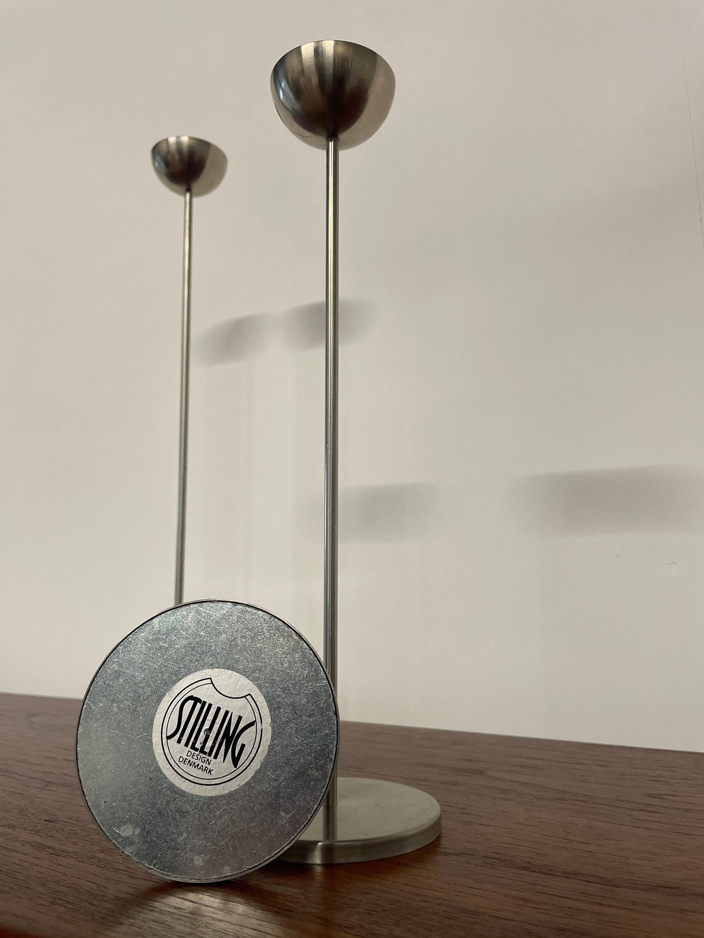 Vintage Danish Metal Tall Tea Light Holders – Set of 3 by Stilling of Denmark | Mid-Century Scandinavian Candlesticks