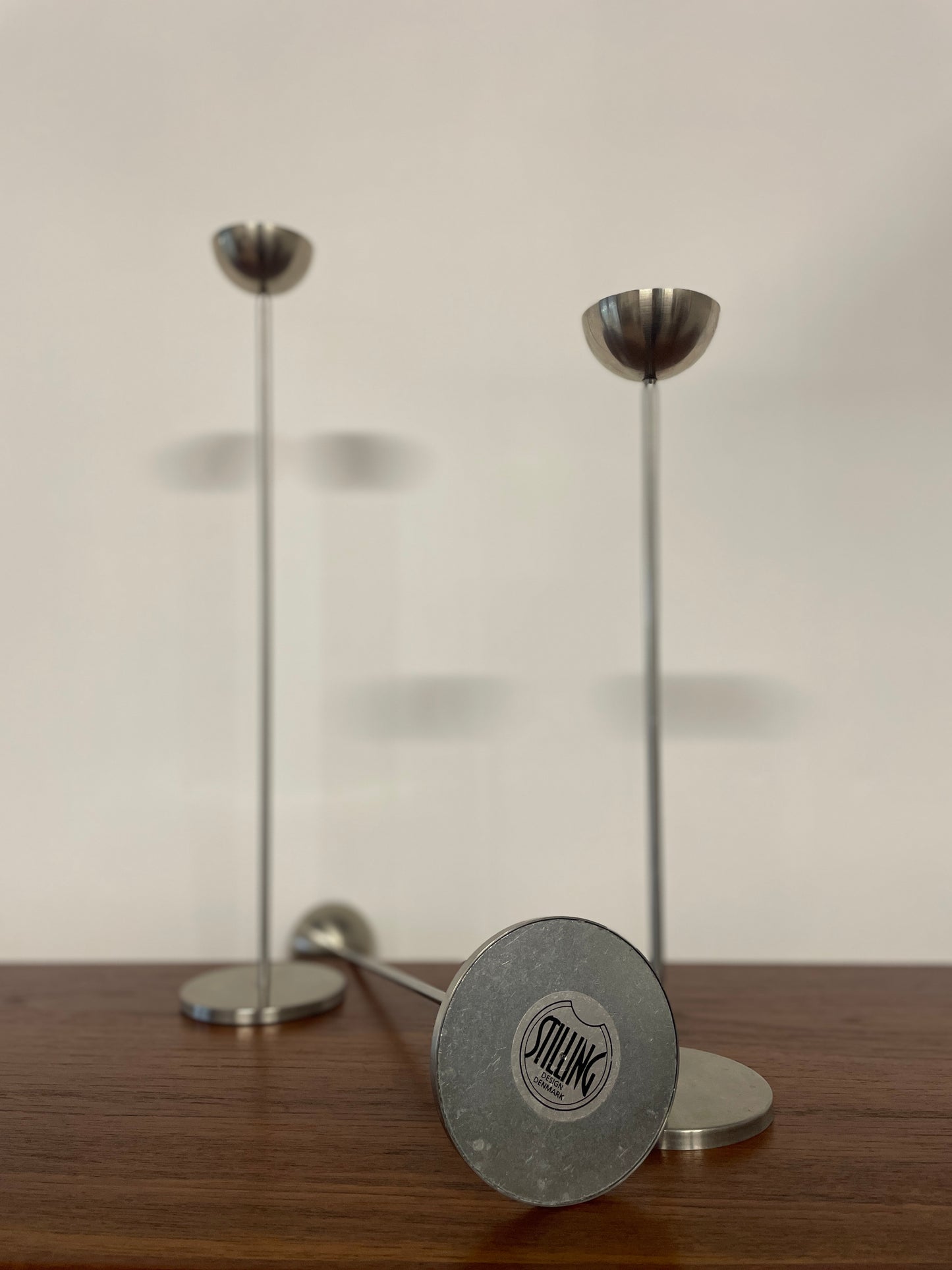 Vintage Danish Metal Tall Tea Light Holders – Set of 3 by Stilling of Denmark | Mid-Century Scandinavian Candlesticks