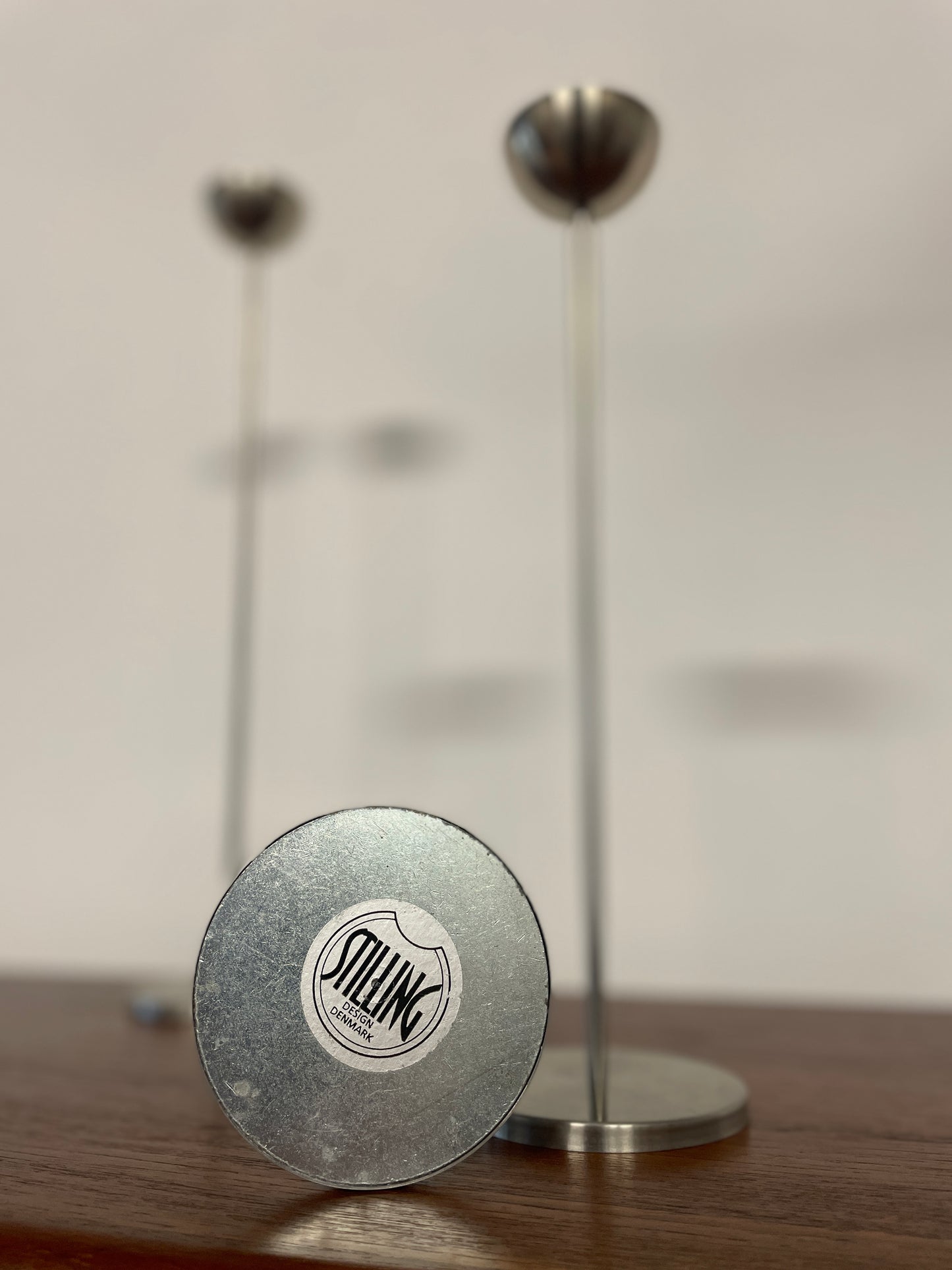 Vintage Danish Metal Tall Tea Light Holders – Set of 3 by Stilling of Denmark | Mid-Century Scandinavian Candlesticks