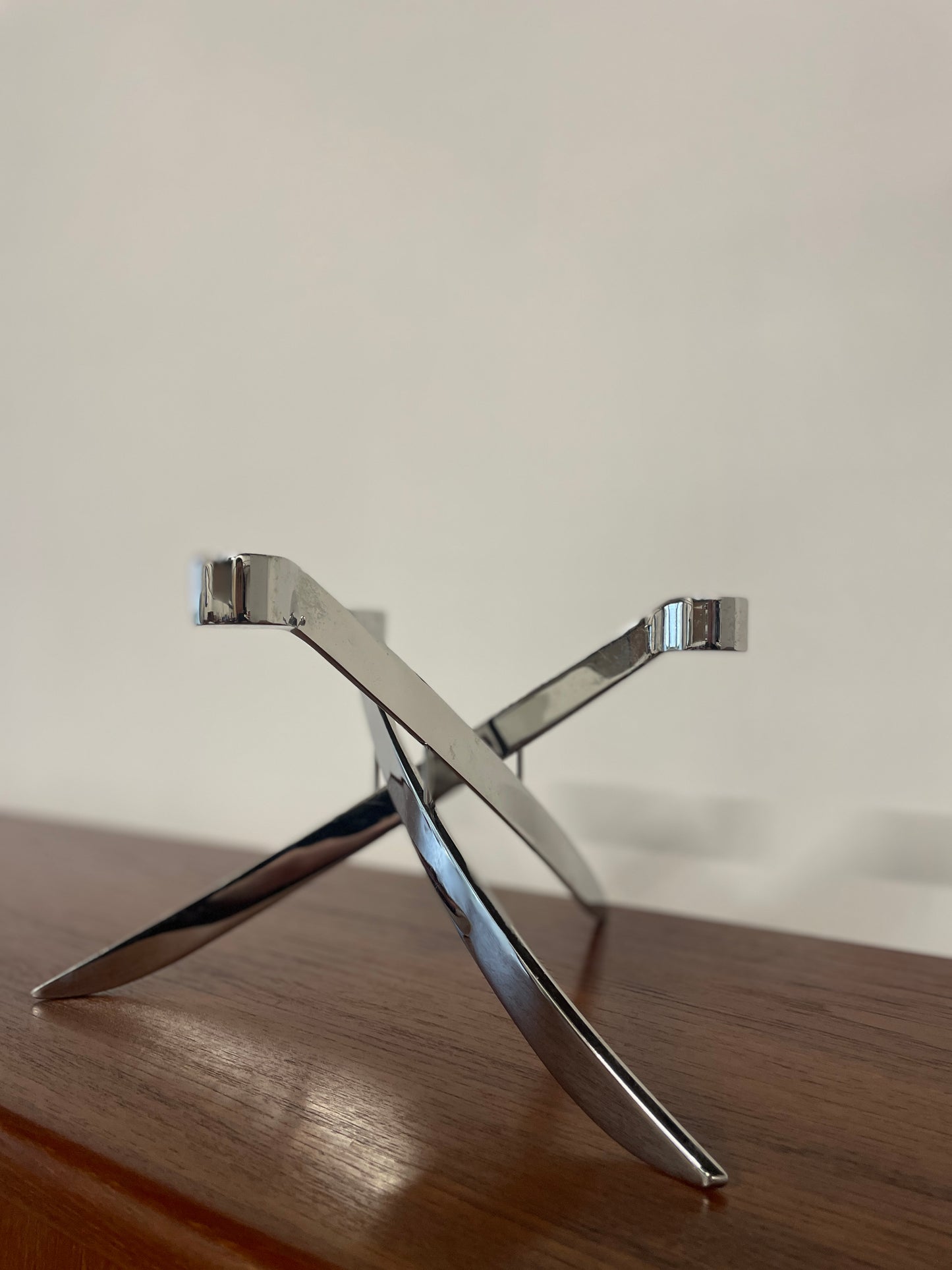 Vintage Chrome 3 Arm Candle Holder by Knud Holscher for Uyuni Lighting | Scandinavian Modern