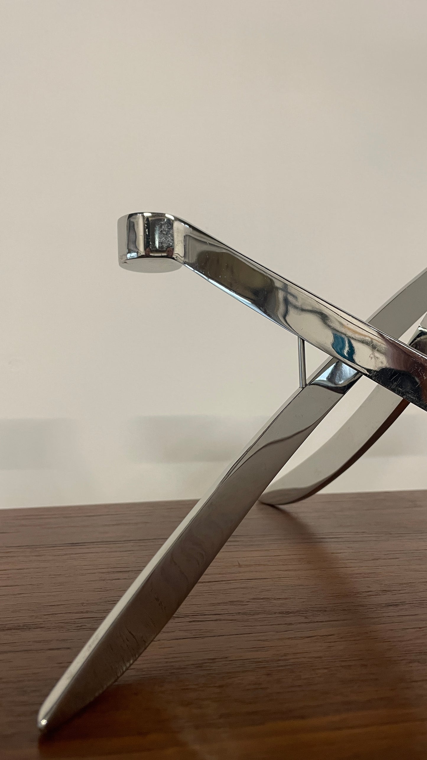 Vintage Chrome 3 Arm Candle Holder by Knud Holscher for Uyuni Lighting | Scandinavian Modern