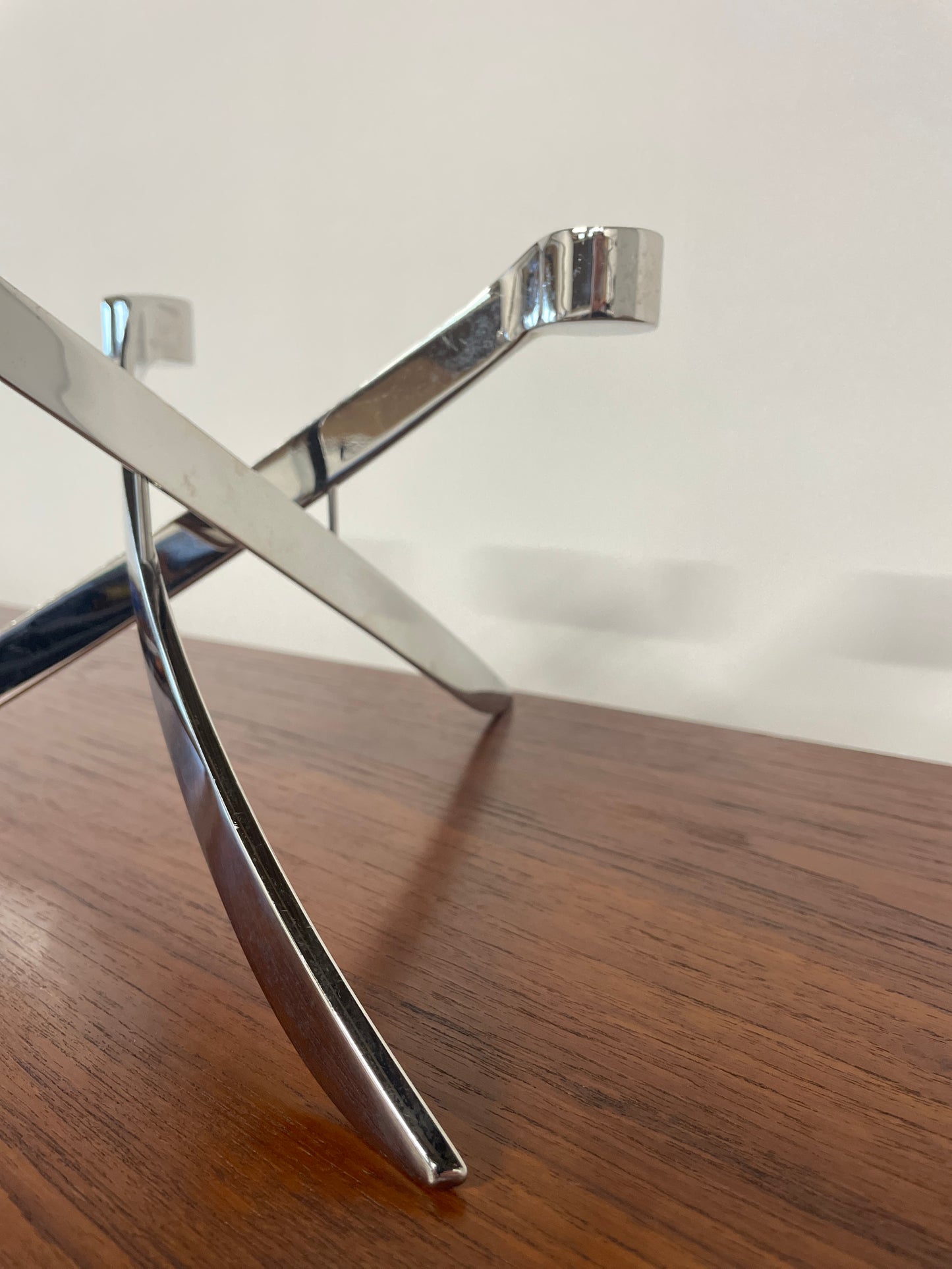 Vintage Chrome 3 Arm Candle Holder by Knud Holscher for Uyuni Lighting | Scandinavian Modern