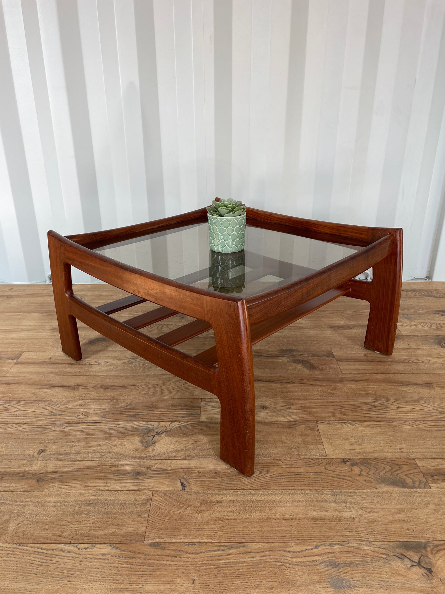 G Plan Coffee Table w/ Glass Top - Teak Mid-Century