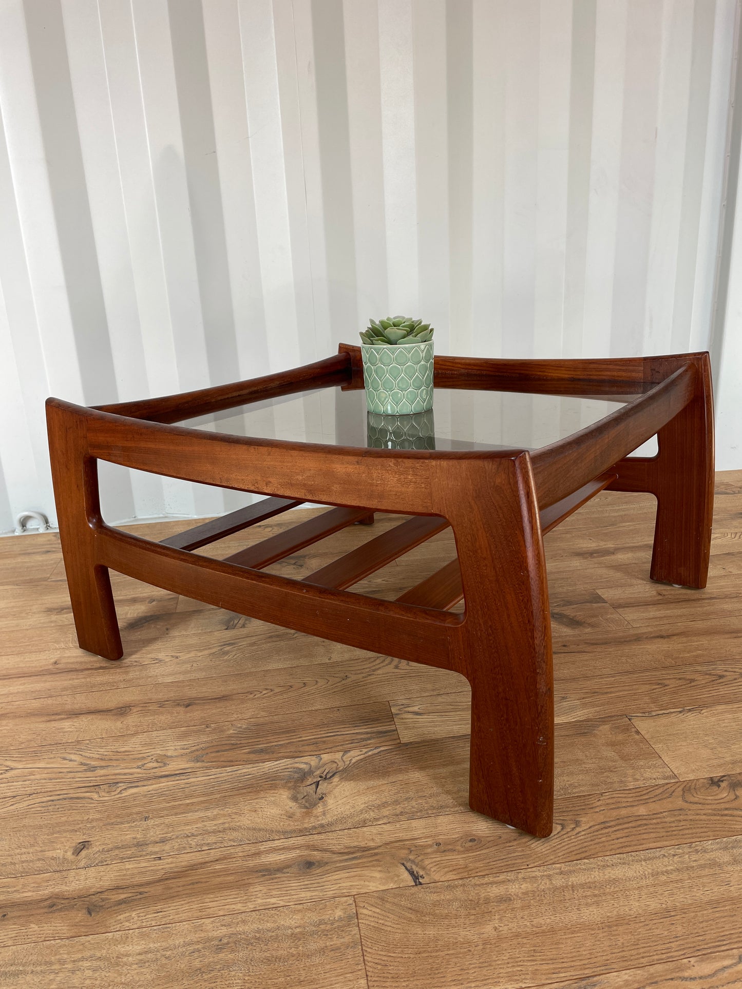 G Plan Coffee Table w/ Glass Top - Teak Mid-Century