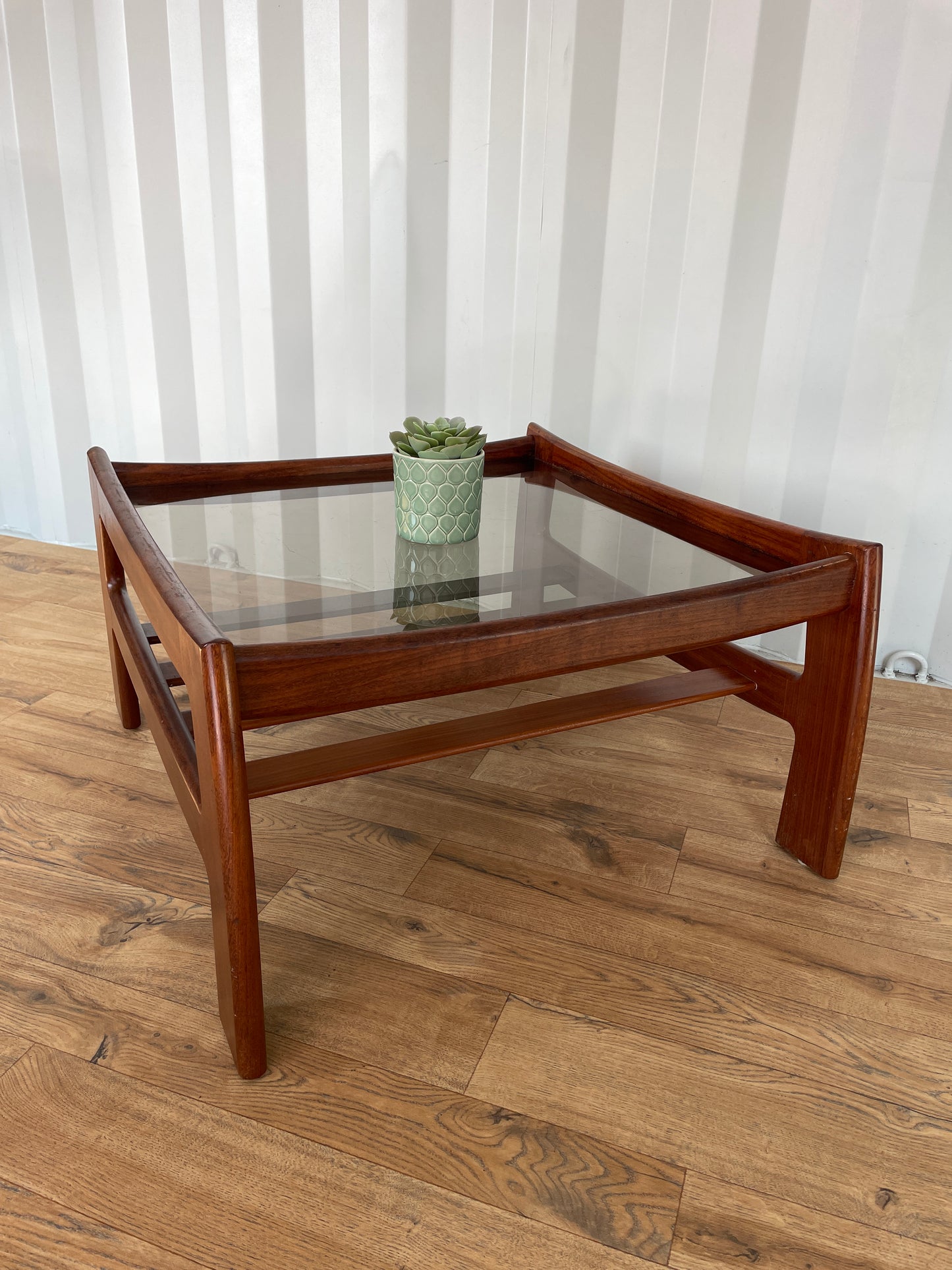 G Plan Coffee Table w/ Glass Top - Teak Mid-Century