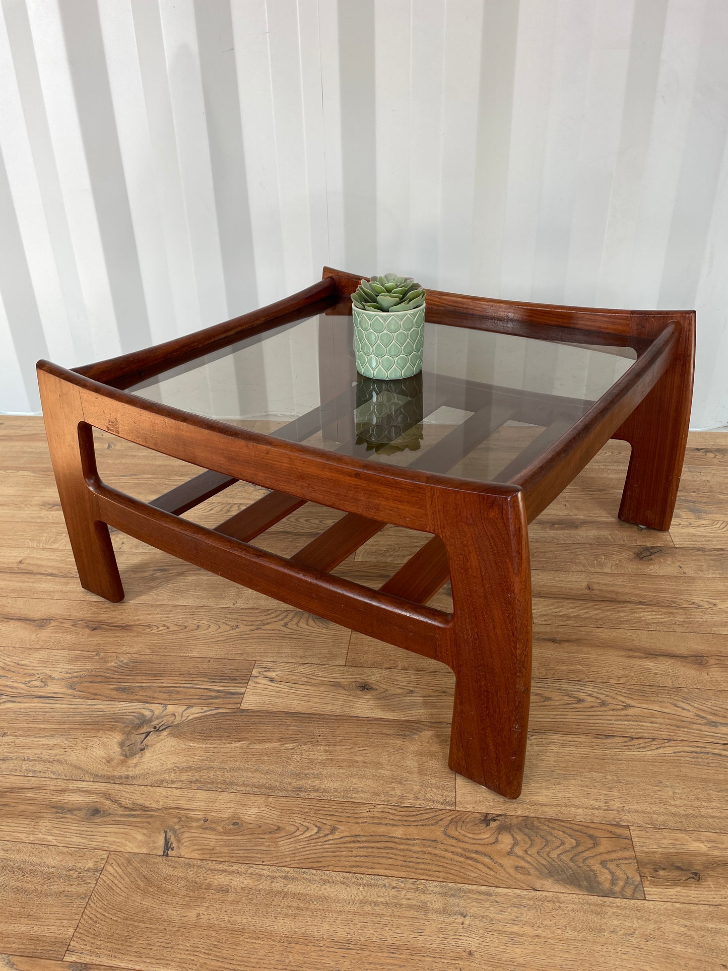 G Plan Coffee Table w/ Glass Top - Teak Mid-Century