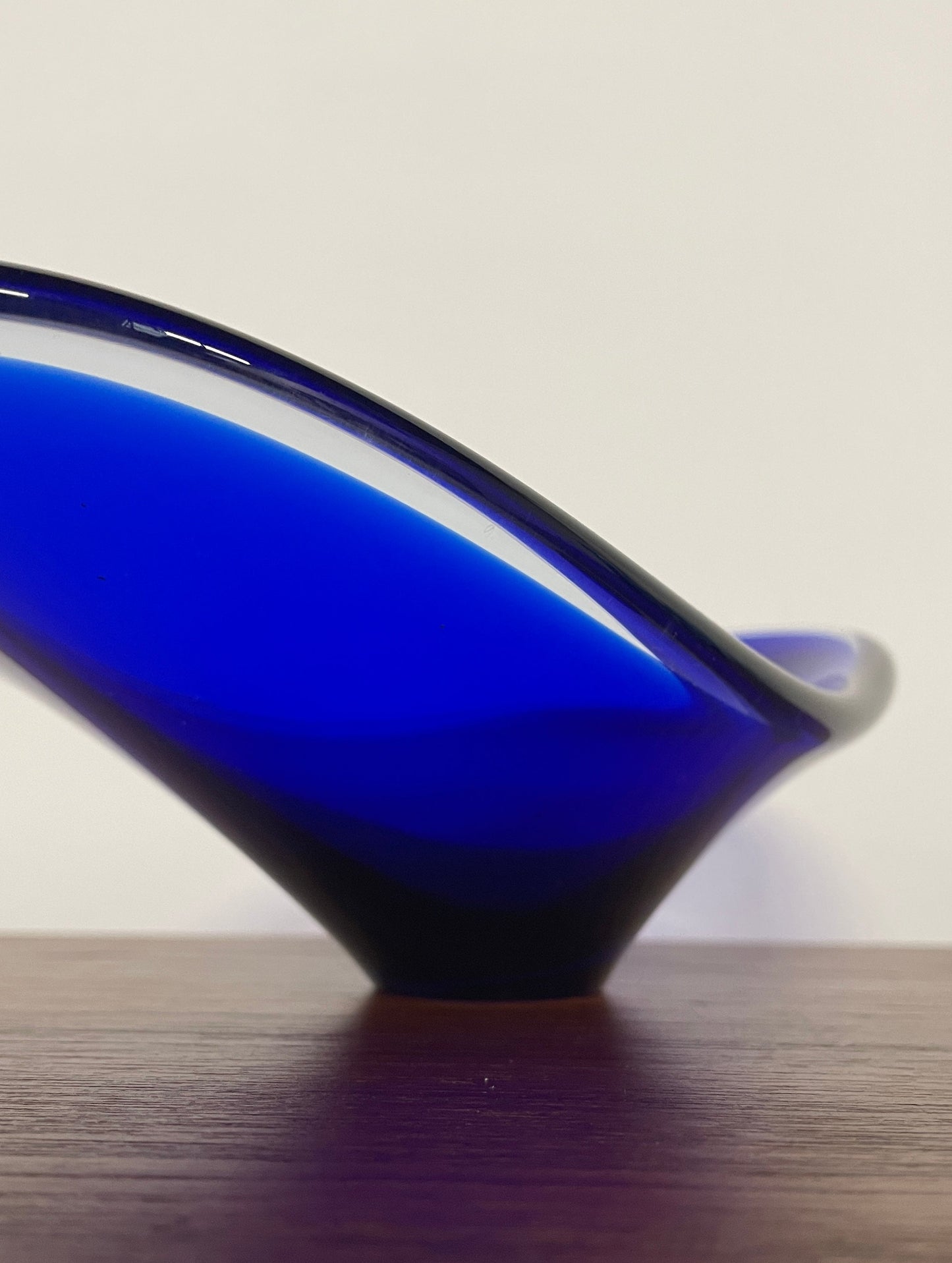 Mid-Century Blue Art Glass Dish | Sculptural Vintage Centrepiece Bowl | 29cm