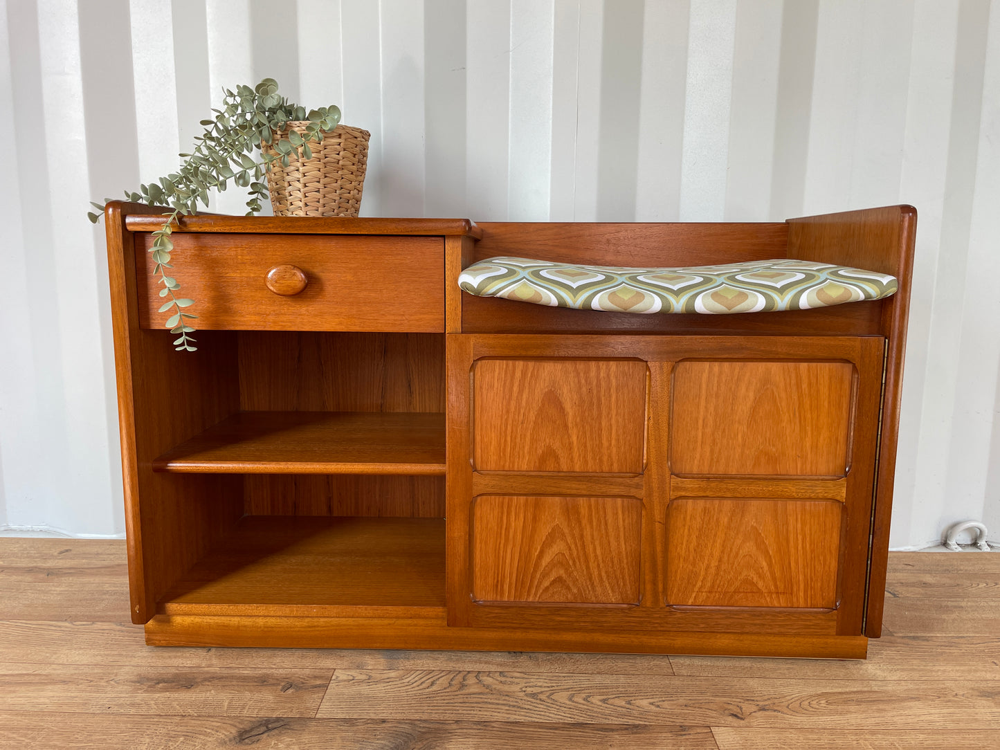 Nathan Mid Century Telephone Table Teak Hall Seat / Bench