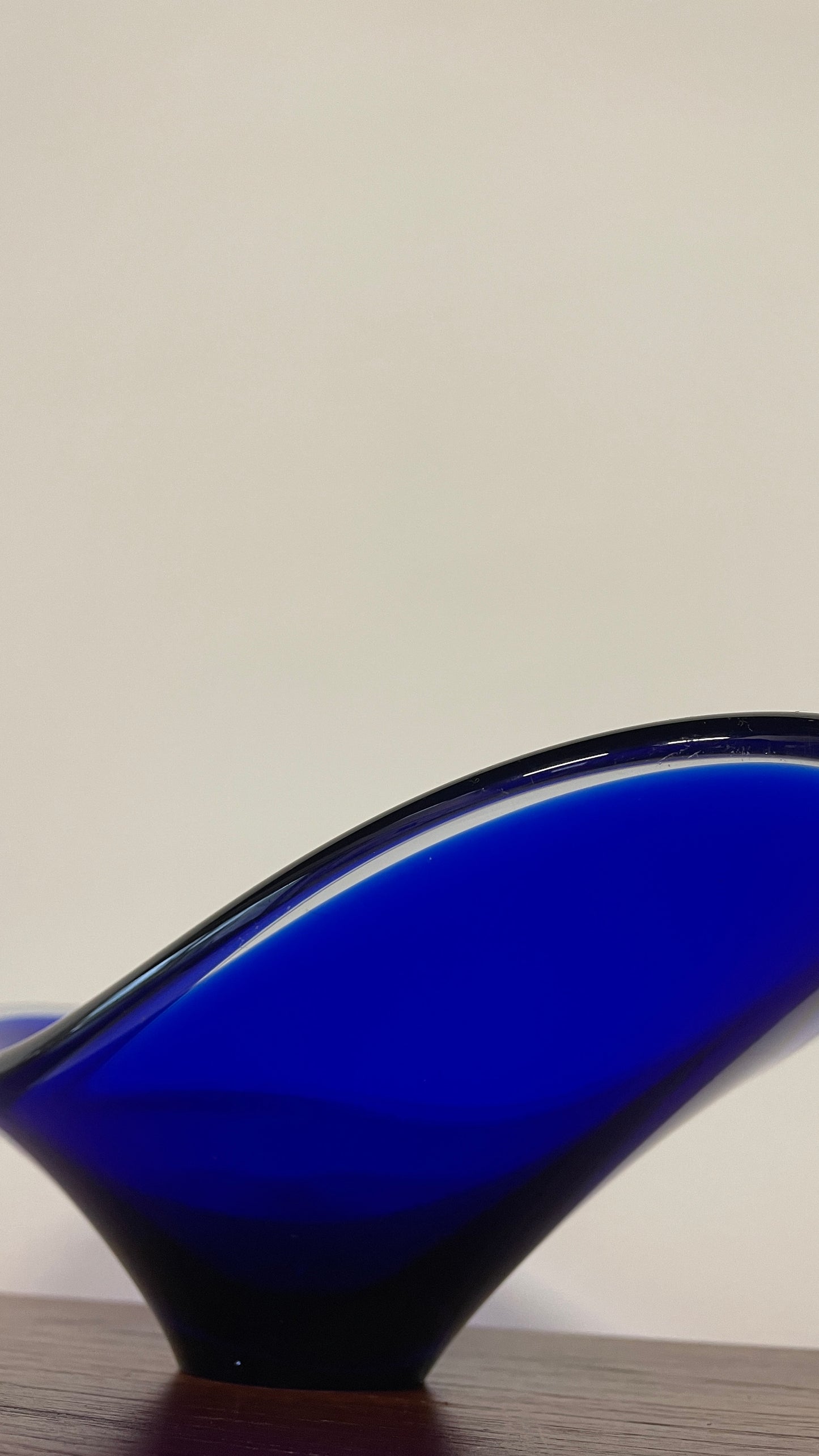 Mid-Century Blue Art Glass Dish | Sculptural Vintage Centrepiece Bowl | 29cm