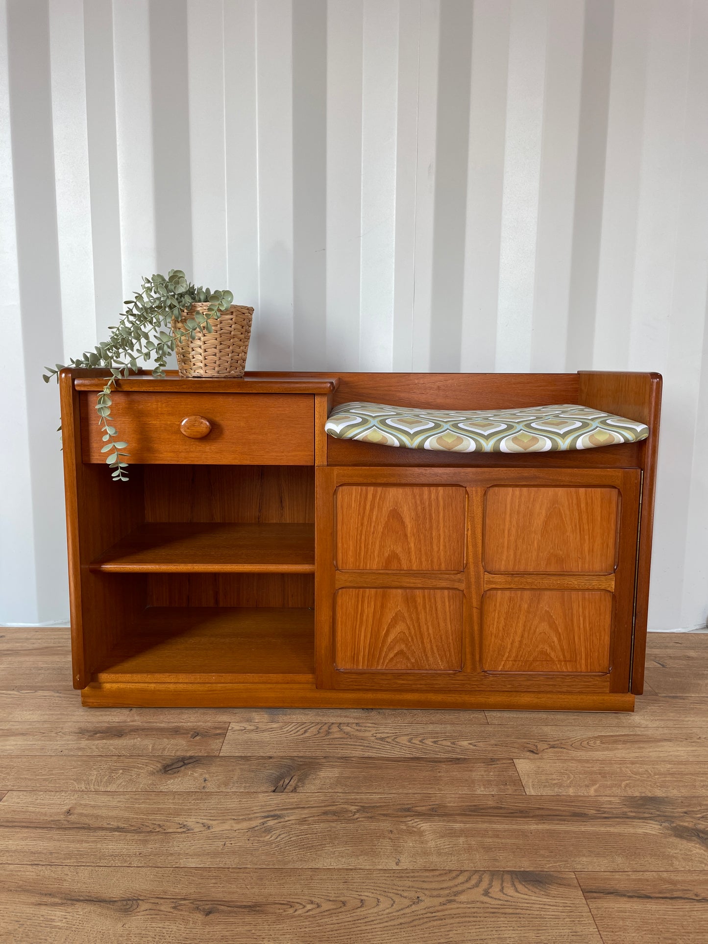 Nathan Mid Century Telephone Table Teak Hall Seat / Bench