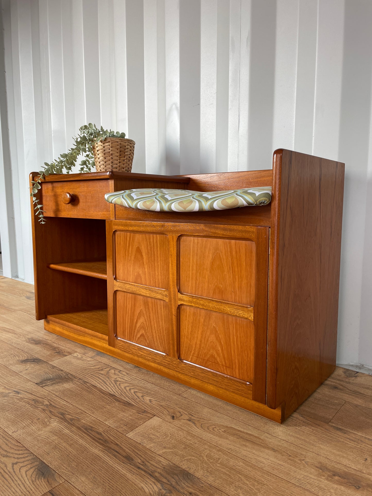 Nathan Mid Century Telephone Table Teak Hall Seat / Bench