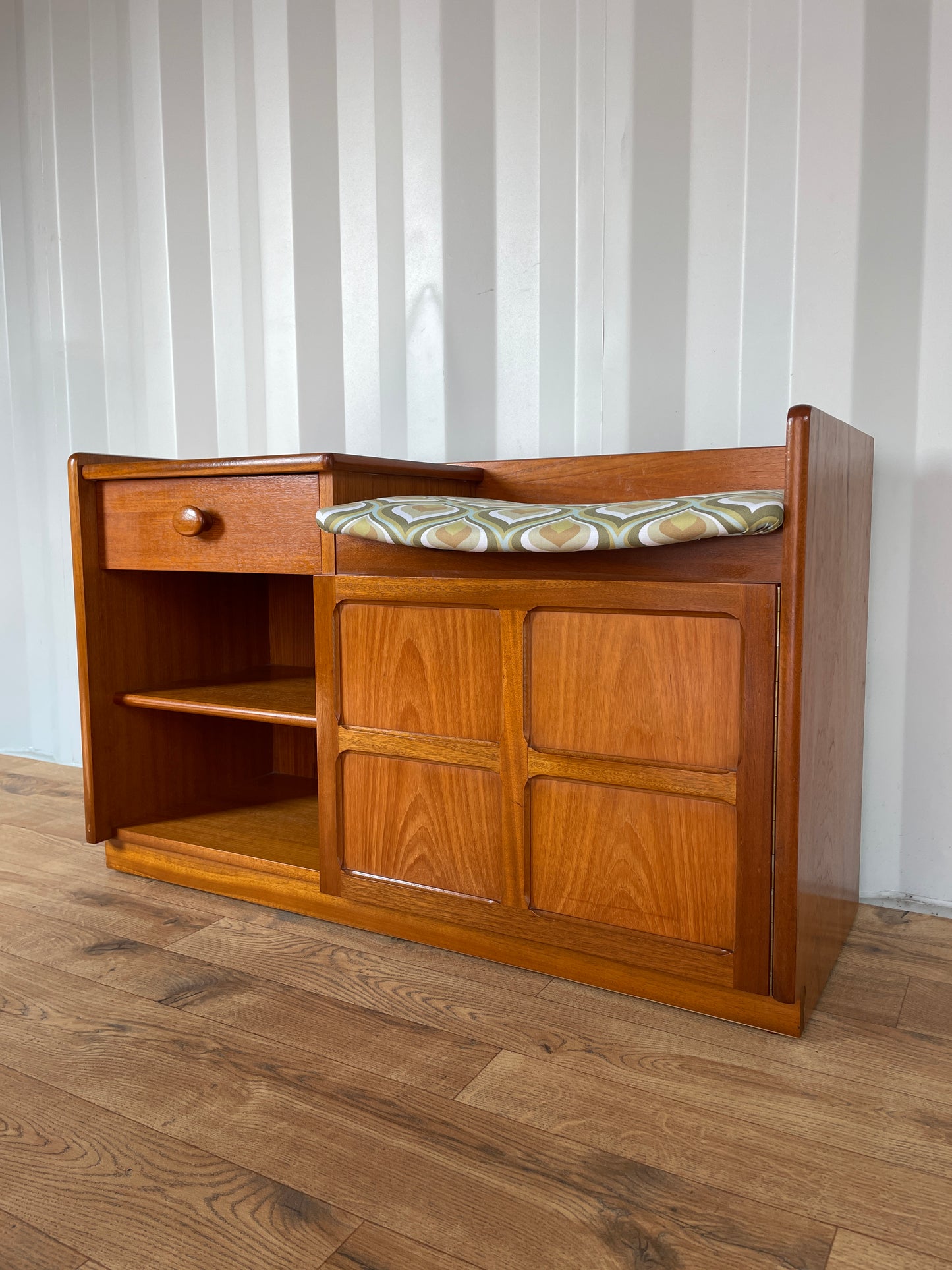 Nathan Mid Century Telephone Table Teak Hall Seat / Bench