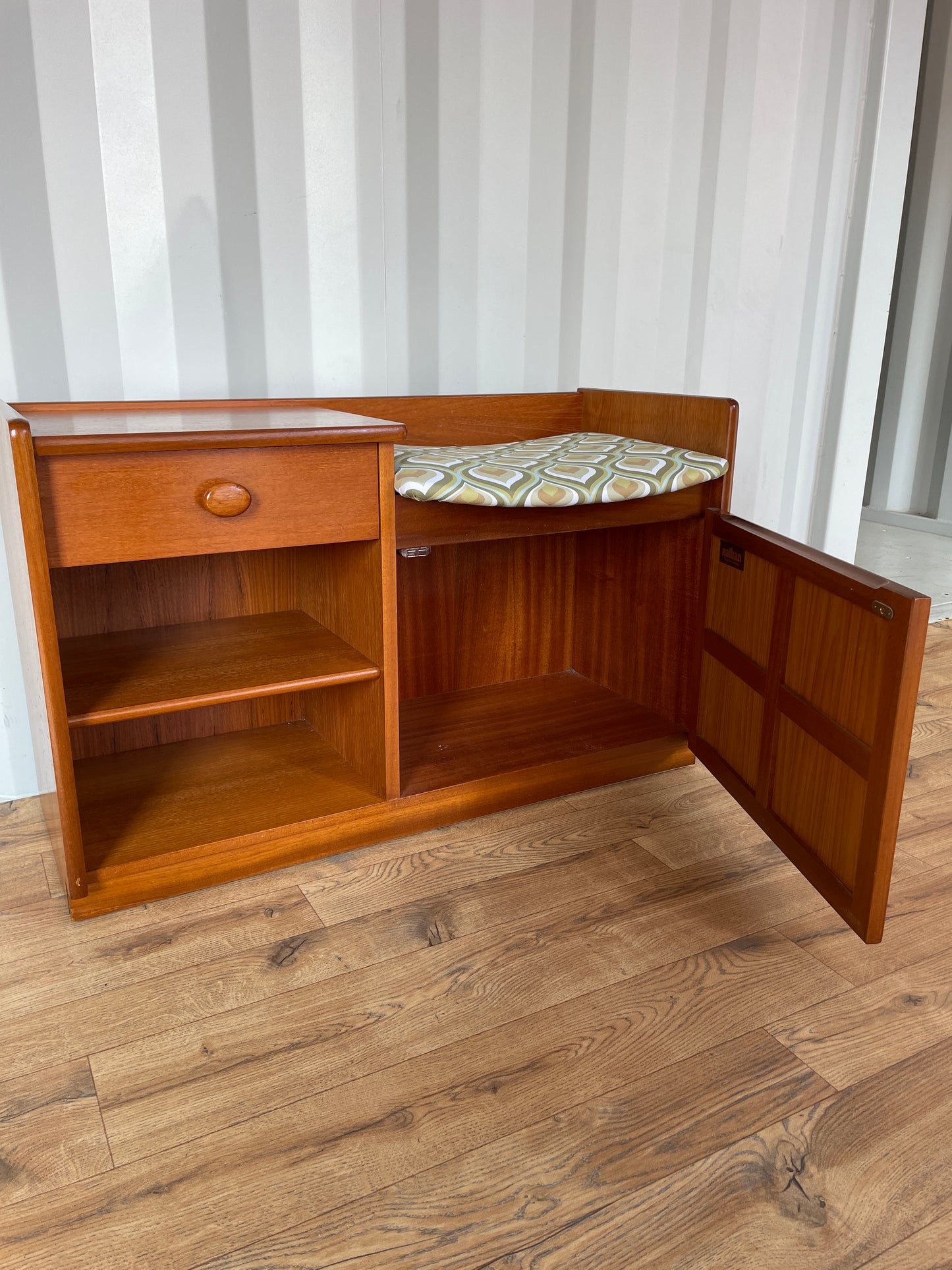 Nathan Mid Century Telephone Table Teak Hall Seat / Bench