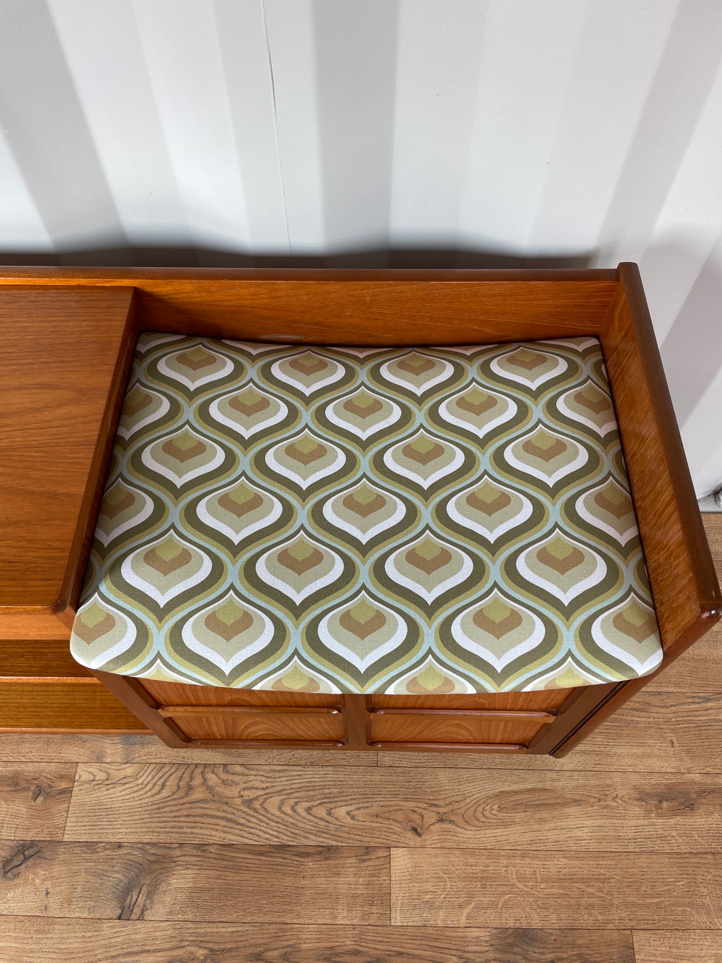 Nathan Mid Century Telephone Table Teak Hall Seat / Bench