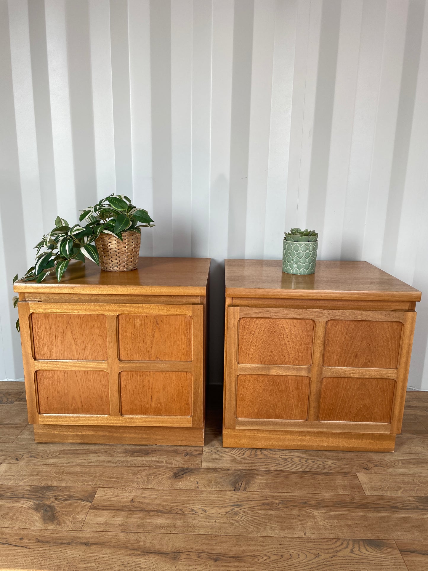 Pair Nathan Bedside Cabinets - Mid-Century - Teak