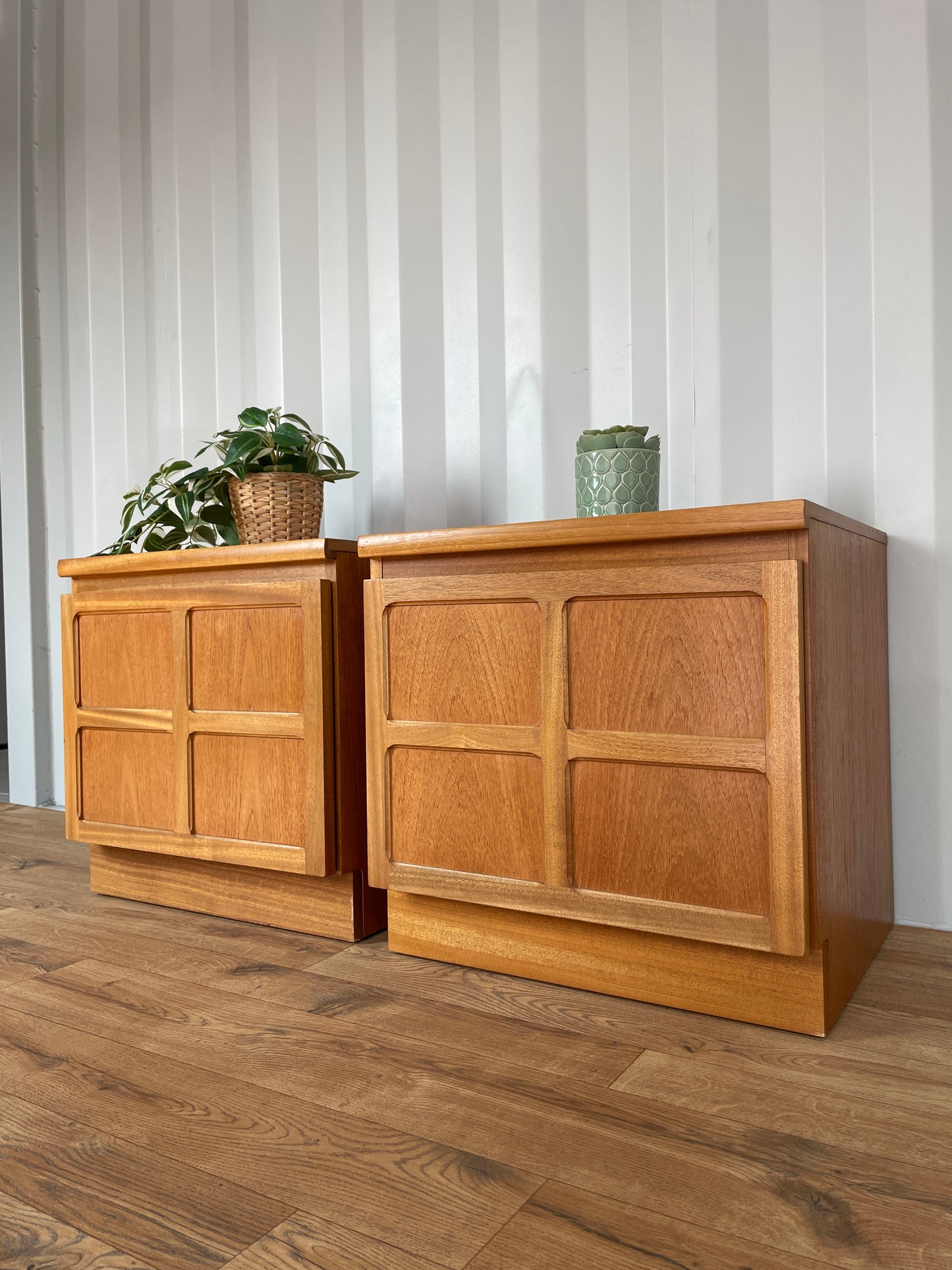 Pair Nathan Bedside Cabinets - Mid-Century - Teak