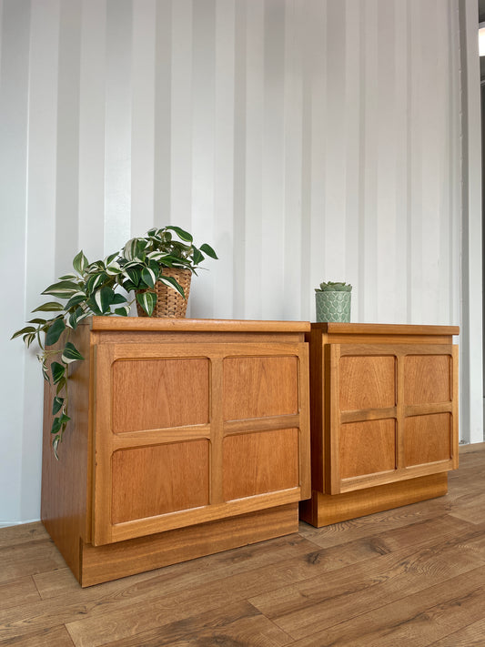 Pair Nathan Bedside Cabinets - Mid-Century - Teak
