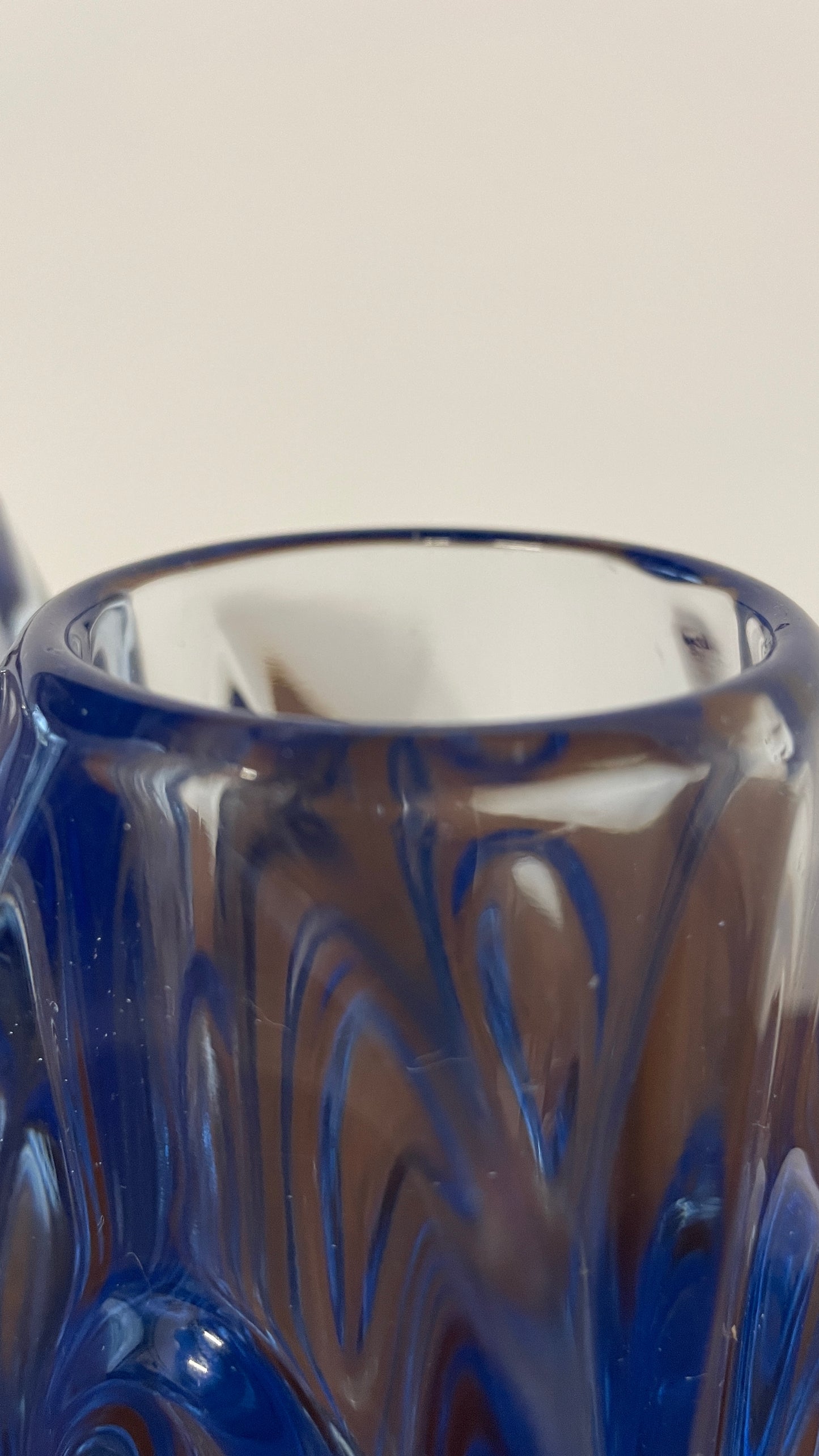 Pair of Mid-Century Blue Art Glass Vases by Rudolf Schrötter for Rosice | Czech Glass 1960s