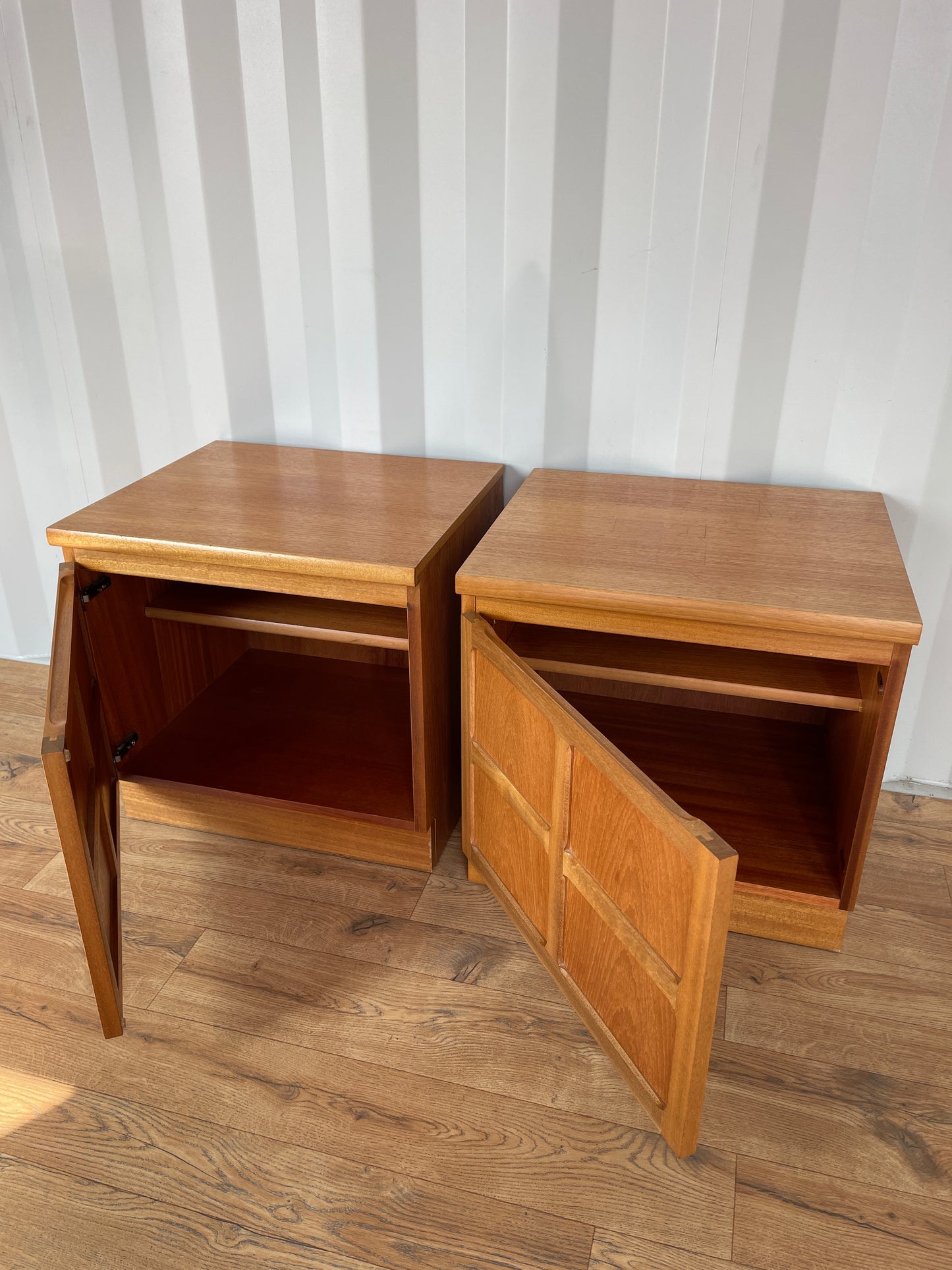 Pair Nathan Bedside Cabinets - Mid-Century - Teak
