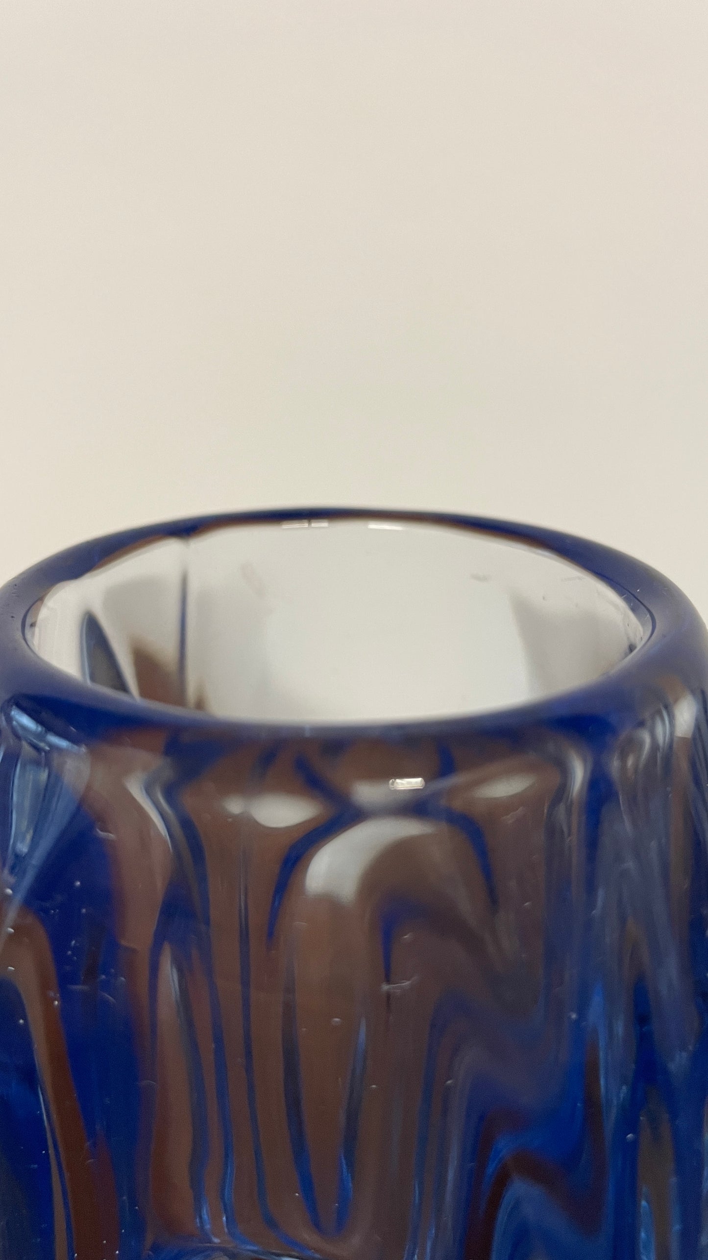 Pair of Mid-Century Blue Art Glass Vases by Rudolf Schrötter for Rosice | Czech Glass 1960s