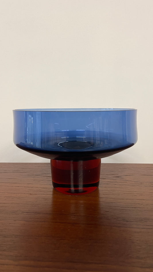 Mid-Century Swedish Blue & Green Art Glass Bowl by Bo Borgstrom for Åseda Glasbruk, 1960s