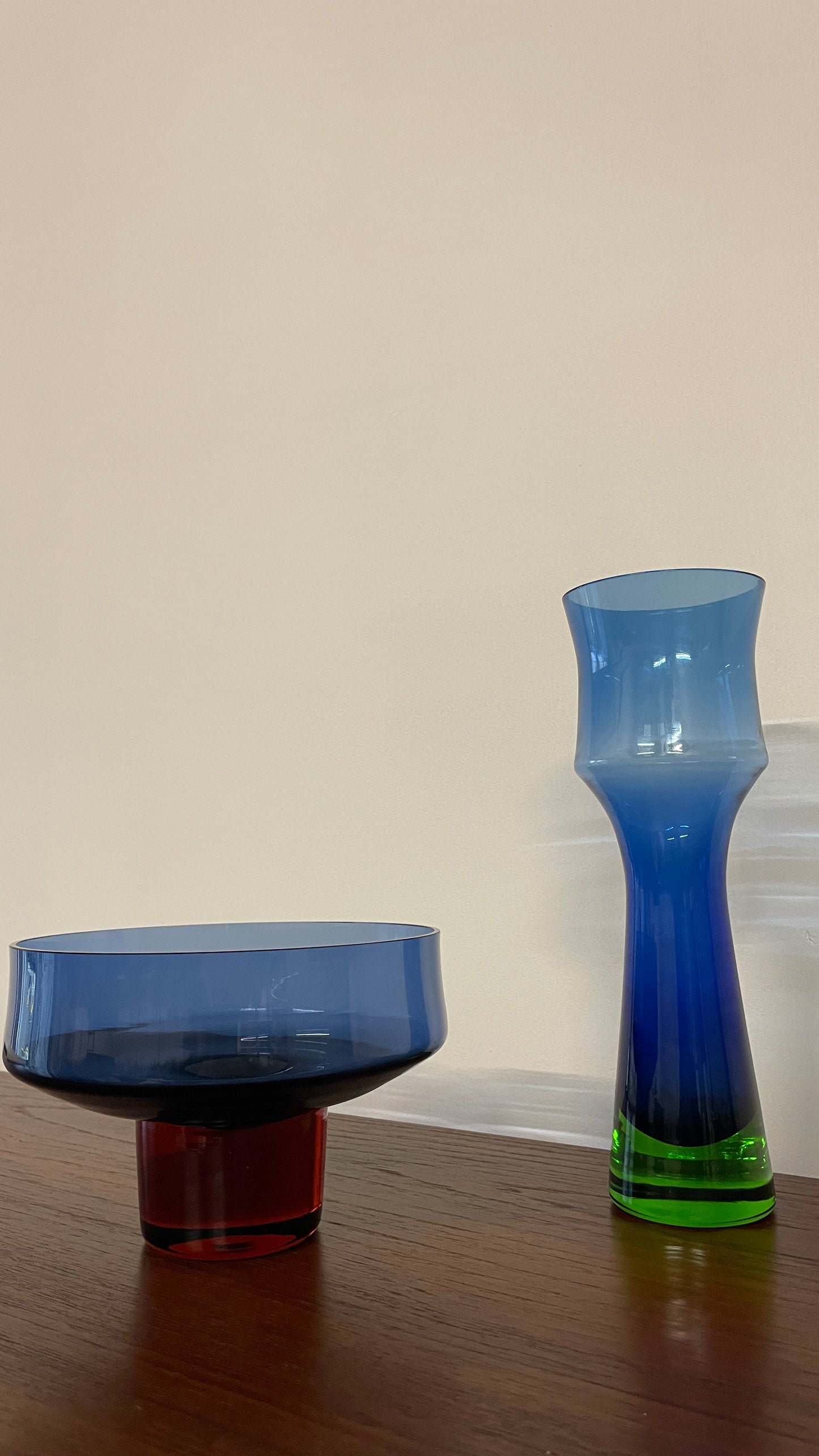 Mid-Century Swedish Blue & Green Glass Vase by Bo Borgström for Åseda Glasbruk, 1960s