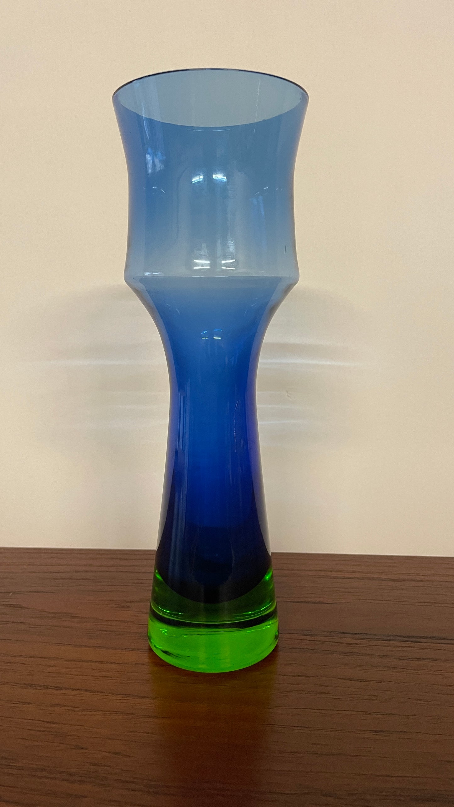 Mid-Century Swedish Blue & Green Glass Vase by Bo Borgström for Åseda Glasbruk, 1960s