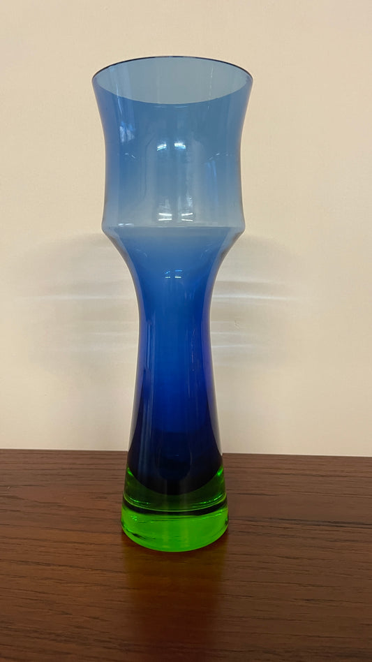 Mid-Century Swedish Blue & Green Glass Vase by Bo Borgström for Åseda Glasbruk, 1960s