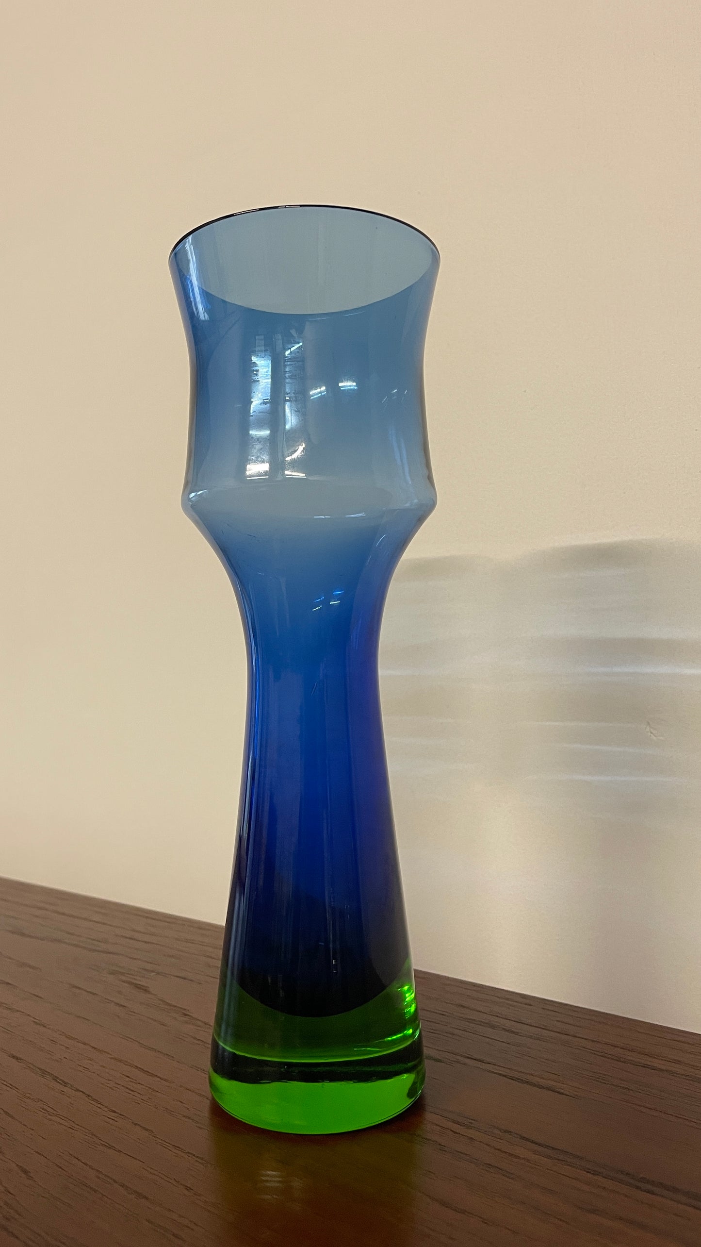 Mid-Century Swedish Blue & Green Glass Vase by Bo Borgström for Åseda Glasbruk, 1960s